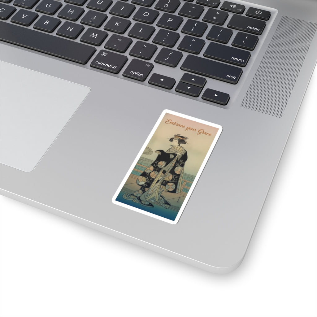 Affirmation — Yoshizawa Iroha As A Woman Standing On The Engawa Of A House By A River — Kiss-Cut Sticker