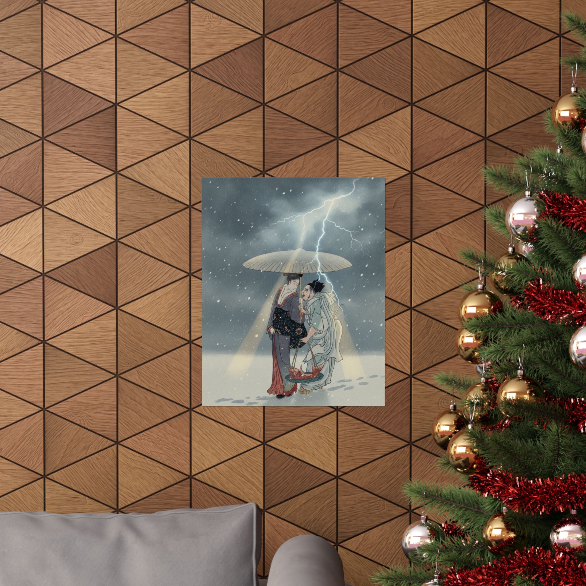 Dramatic Storm — Ebisu And Benten Walking In The Snow — Matte Poster
