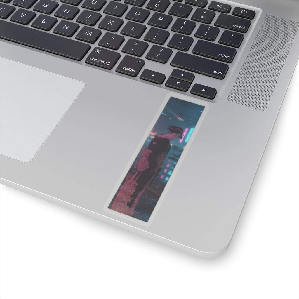 Neon Noir — Young Lady By The Shore — Kiss-Cut Sticker