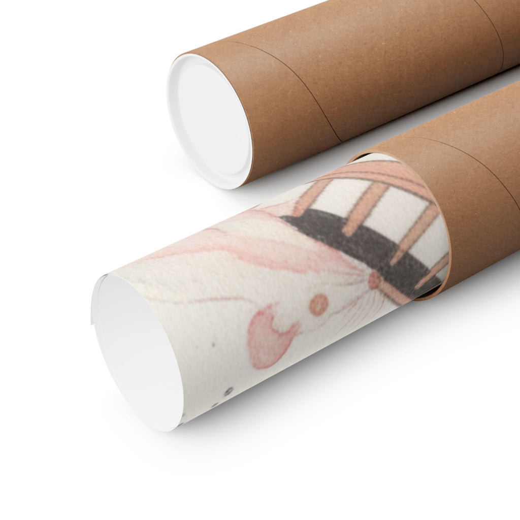 Watercolor — White Mice Playing — Matte Poster