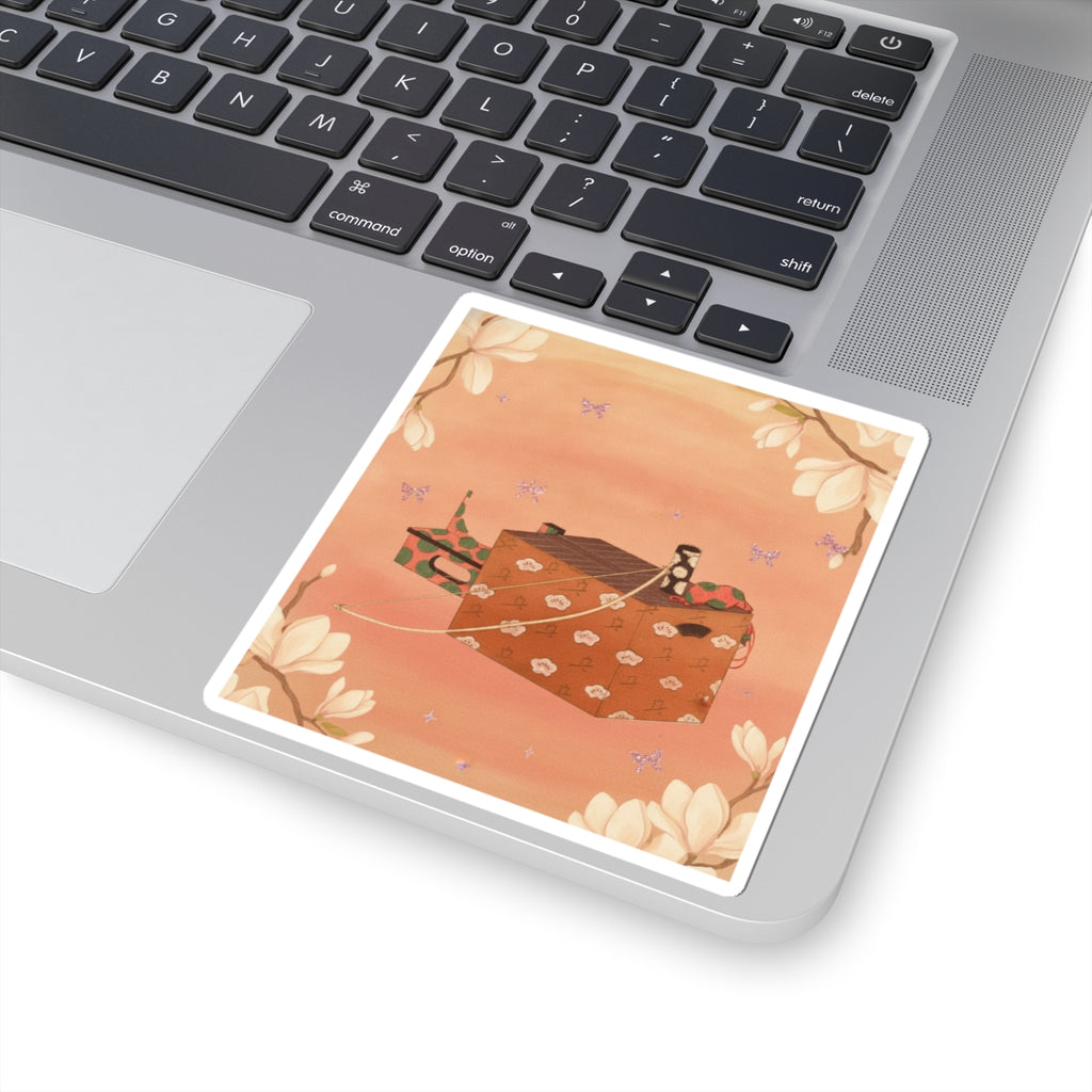 Southern Sunset — Box For Sugoroku Game (A Kind Of Backgammon), Bow And Drum — Kiss-Cut Sticker