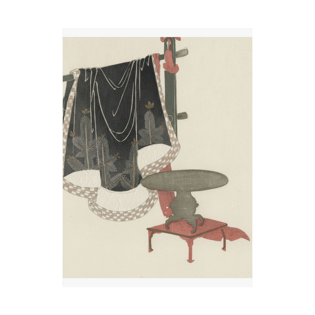 Botanical — Flower Vase With Stand; Dress Hanging On A Clothesrack — Matte Poster