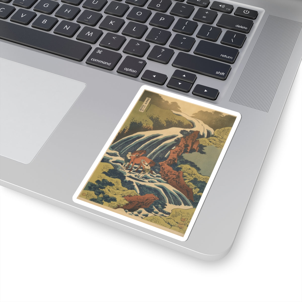 Scenic Nature — The Waterfall Where Yoshitsune Washed His Horse At Yoshino In Yamato Province (W — Kiss-Cut Sticker