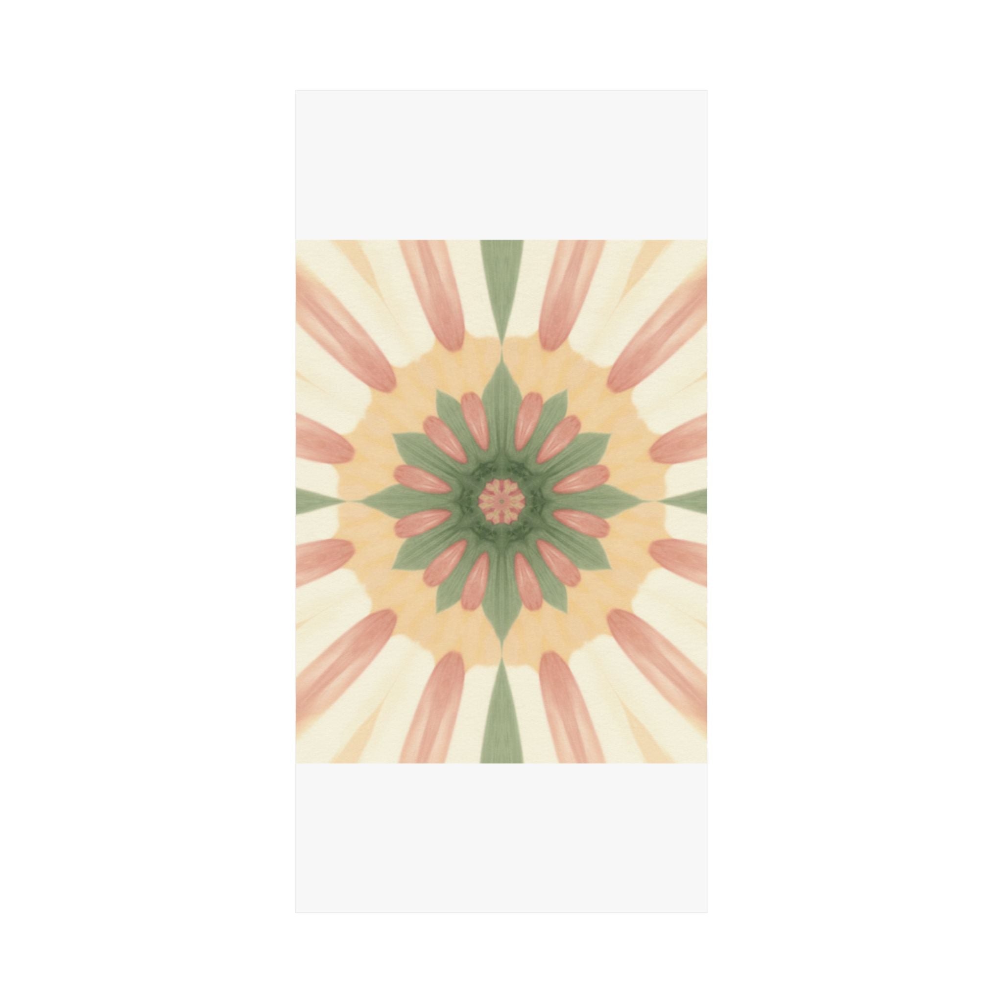 Peach and Sage Floral Kaleidoscope Mandala Poster