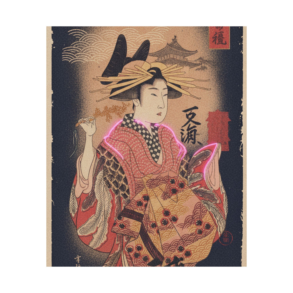 Japanese Street — Courtesan With Branch Of Seri — Matte Poster