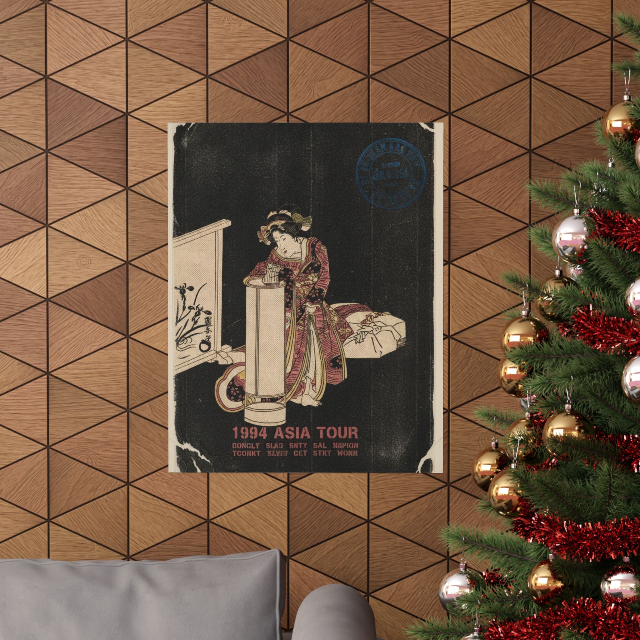 Vintage Bootleg — Young Woman Leaning Over A Tall Lamp — Matte Poster