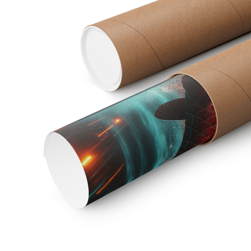 Fast Furious — Red Carp Ascending A Waterfall — Matte Poster