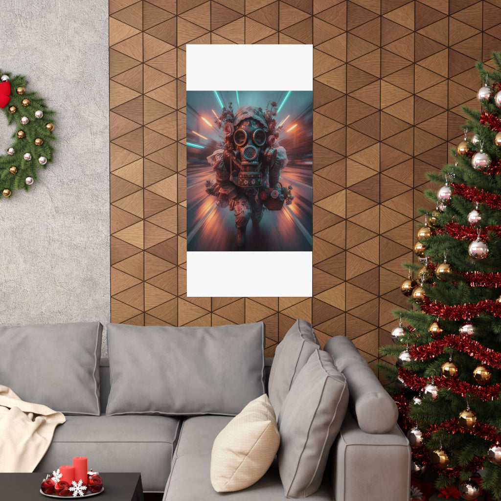 Neon Tunnel Rose Gas Mask Post-Apocalyptic Poster