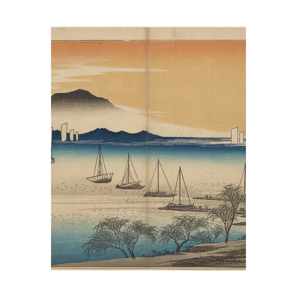 Affirmation — Sailing Boats Returning To Yabase, Lake Biwa — Matte Poster