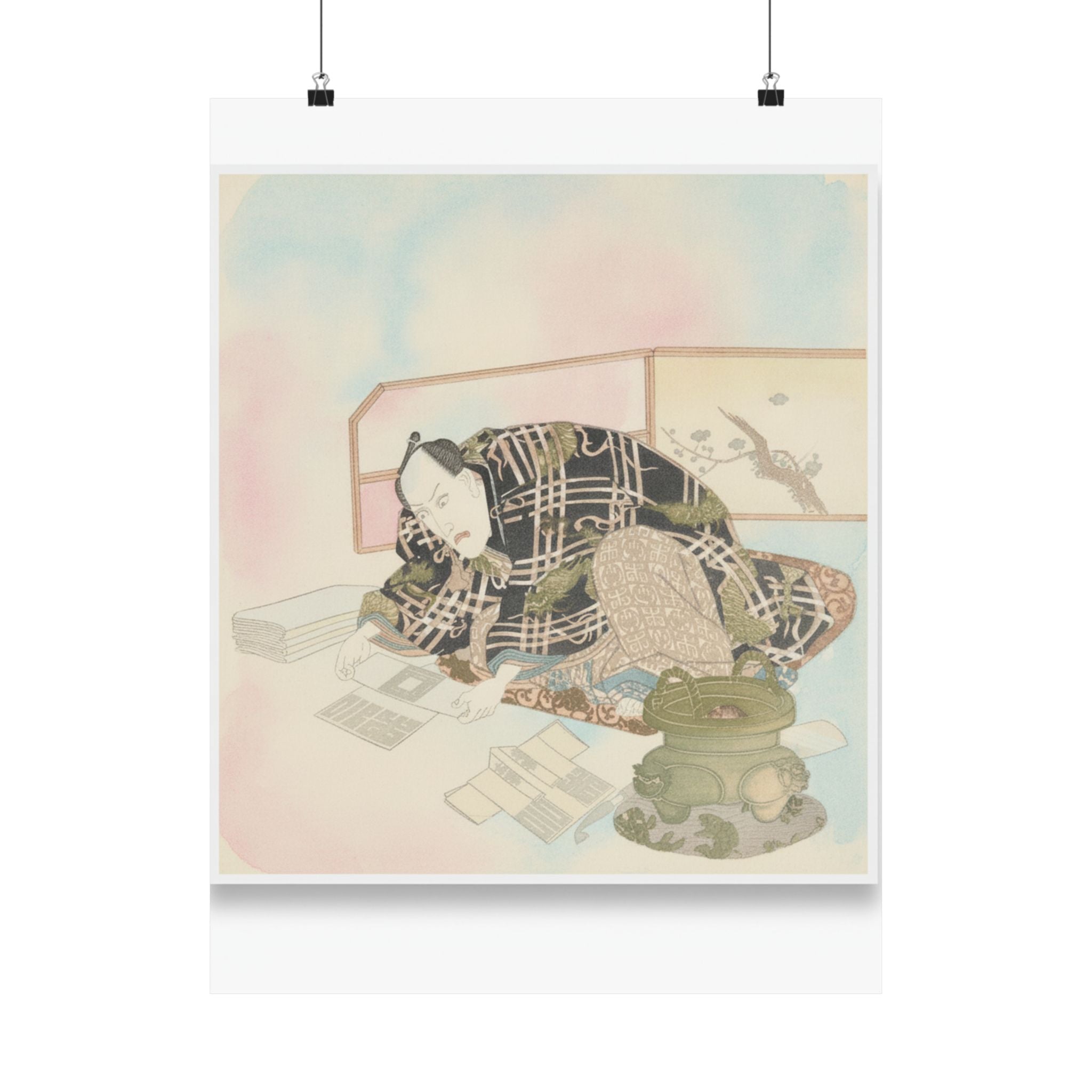 Watercolor — Ichikawa Danjūrō Vii Preparing New Year'S Gifts — Matte Poster