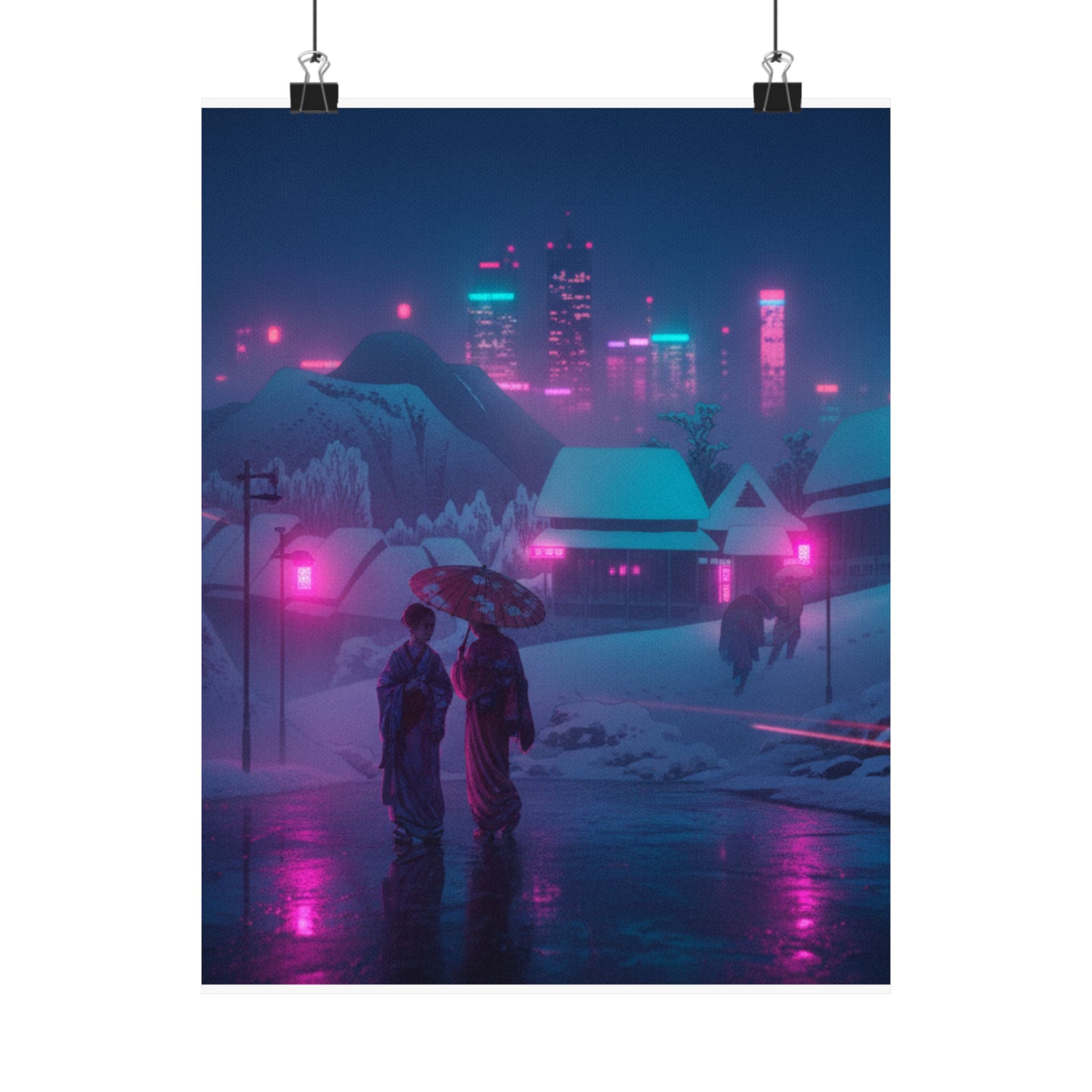 Neon Noir — Evening Snow — Matte Poster