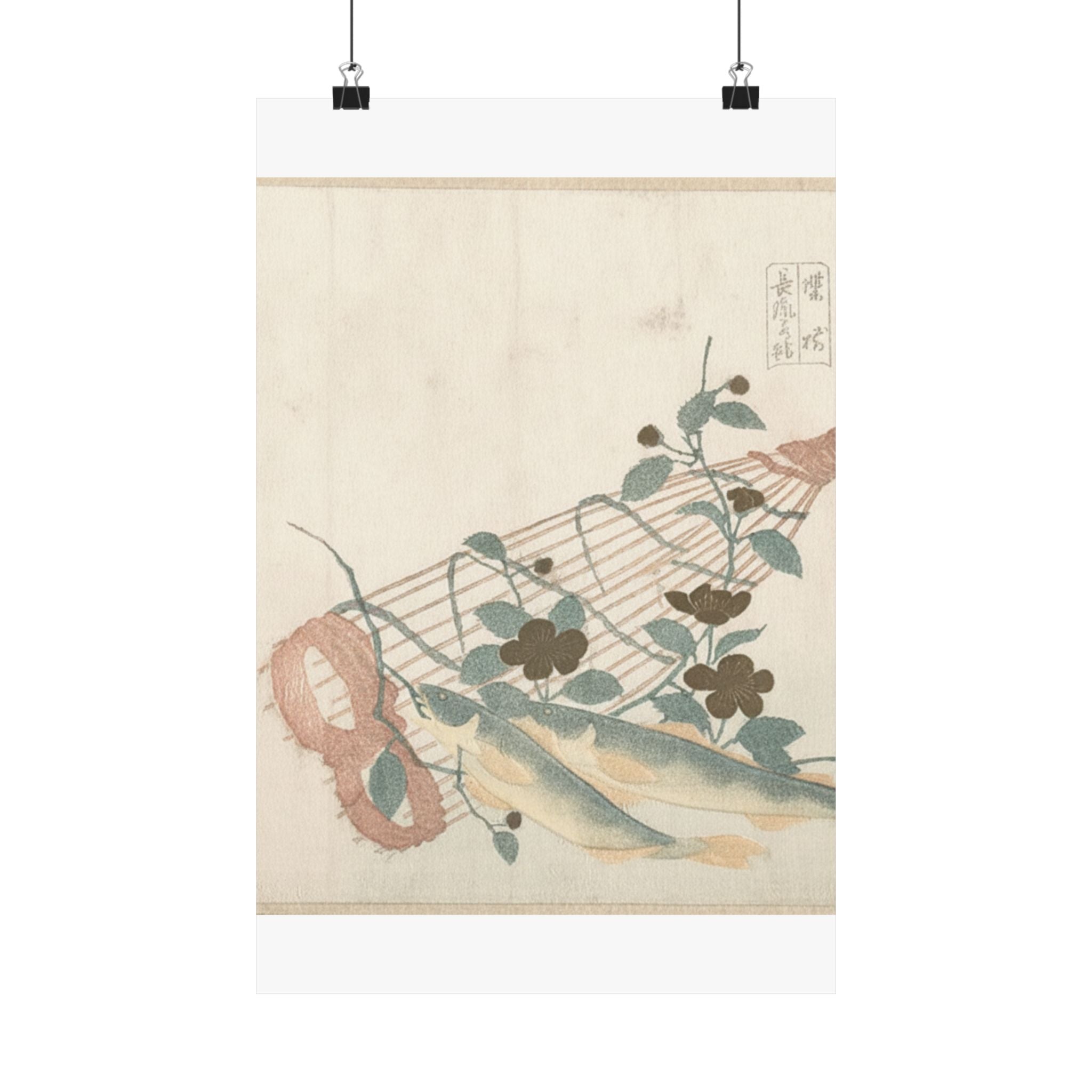 Botanical — Sweet Fishes Of The Nagara River, With Baskets And Flowers — Matte Poster