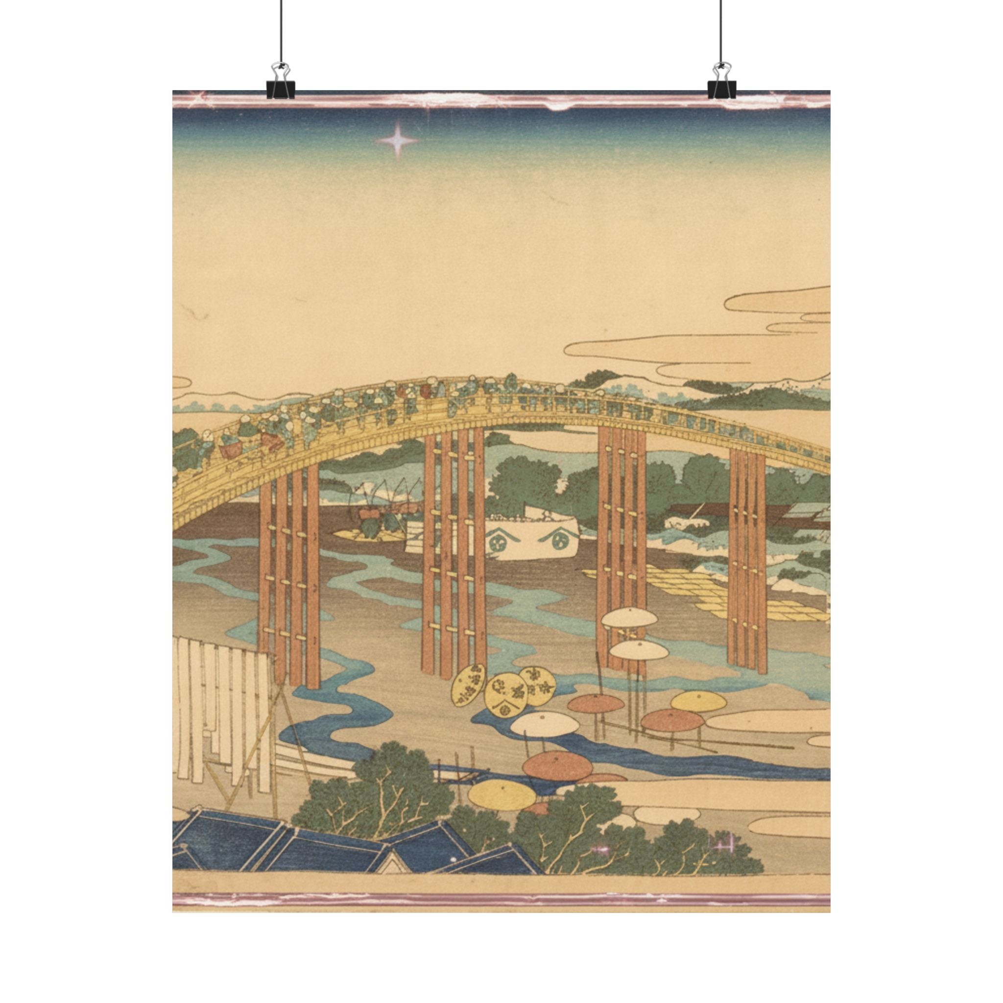 Scenic Nature — Yahagi Bridge At Okazaki On The Tōkaidō (Tōkaidō Okazaki Yahagi No Hashi), From  — Matte Poster