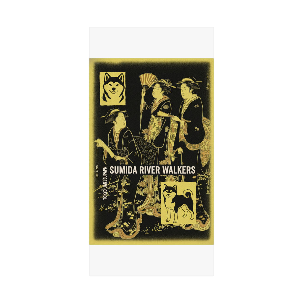 Streetwear Collage — Three Young Women Strolling On The Bank Of The Sumida River — Matte Poster