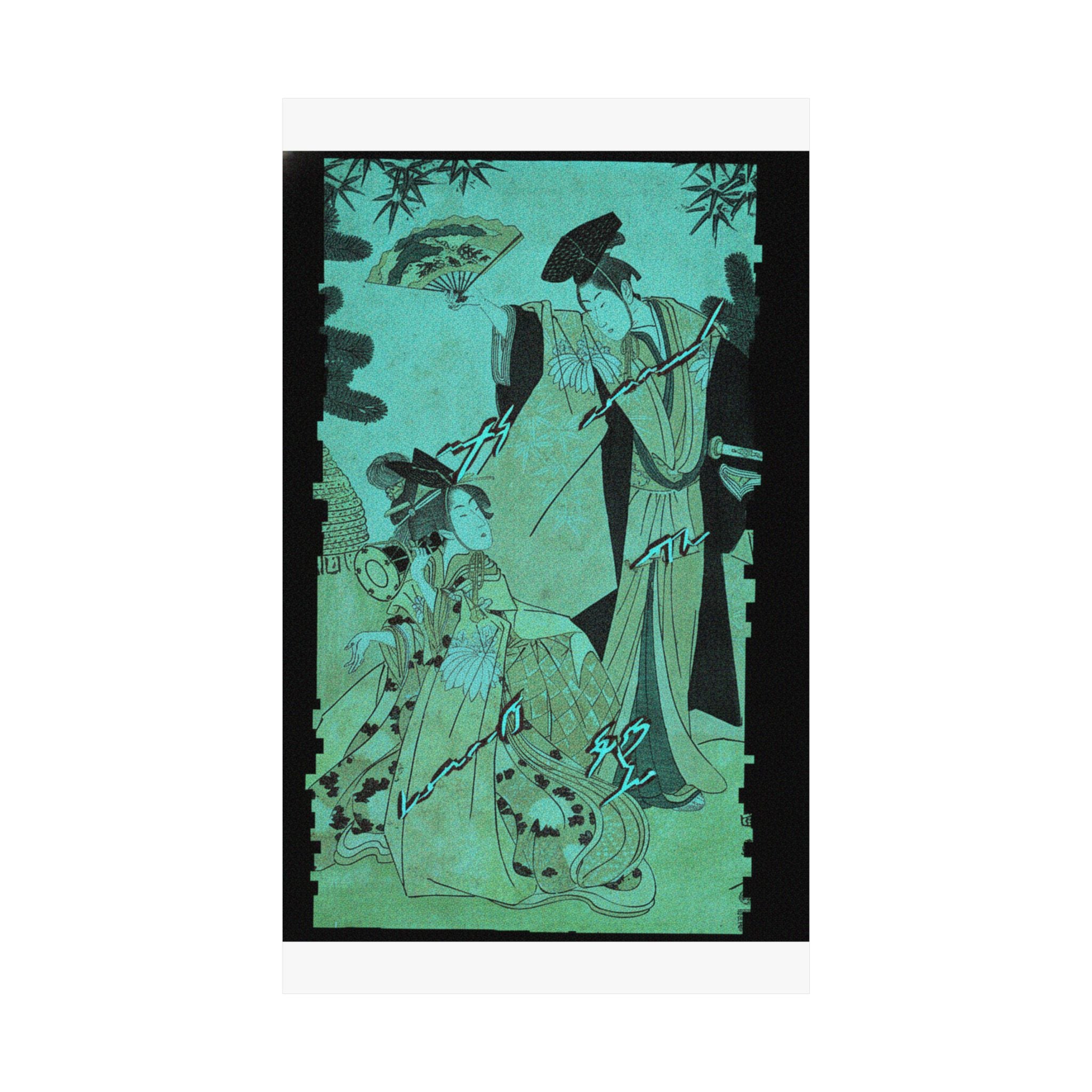 Glitch Culture — Young Lady With Drum And Man With Fan Saluting Her — Matte Poster