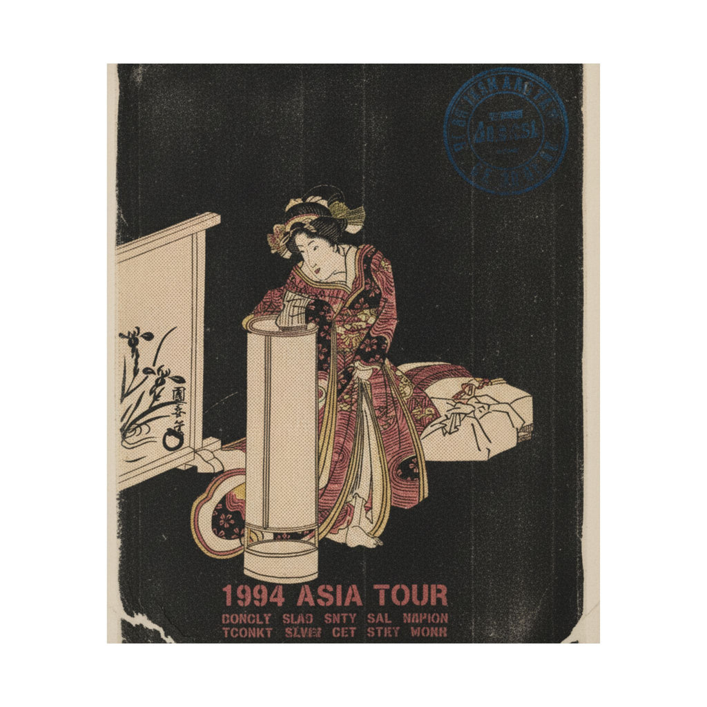 Vintage Bootleg — Young Woman Leaning Over A Tall Lamp — Matte Poster
