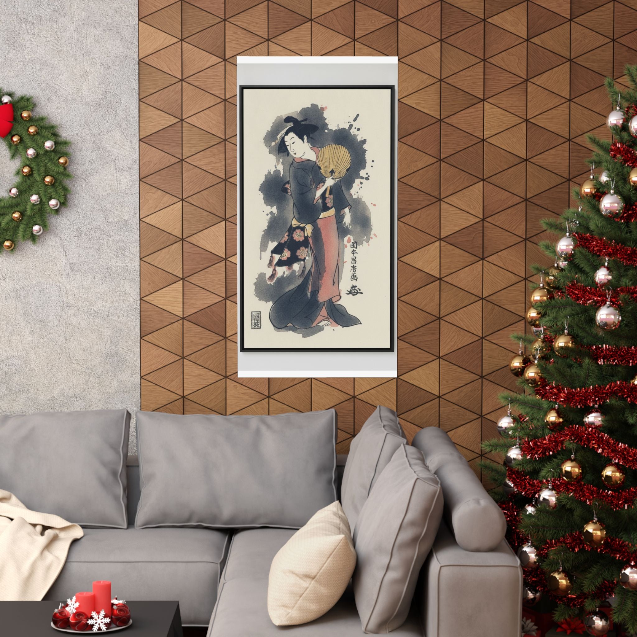 Watercolor — Girl With Fan — Matte Poster