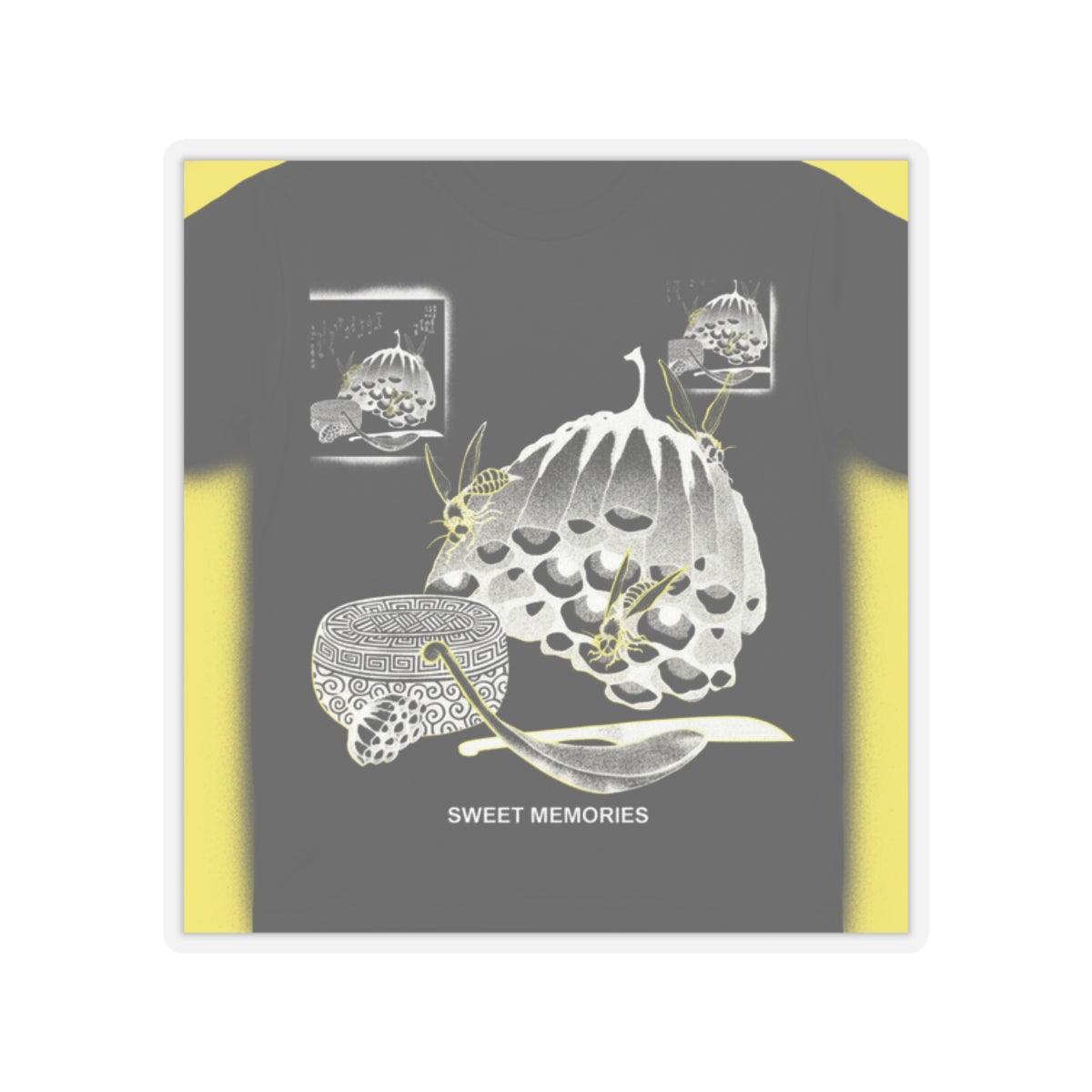 Streetwear Collage — Hives With Wasps, And A Box With A Spoon For Honey — Kiss-Cut Sticker