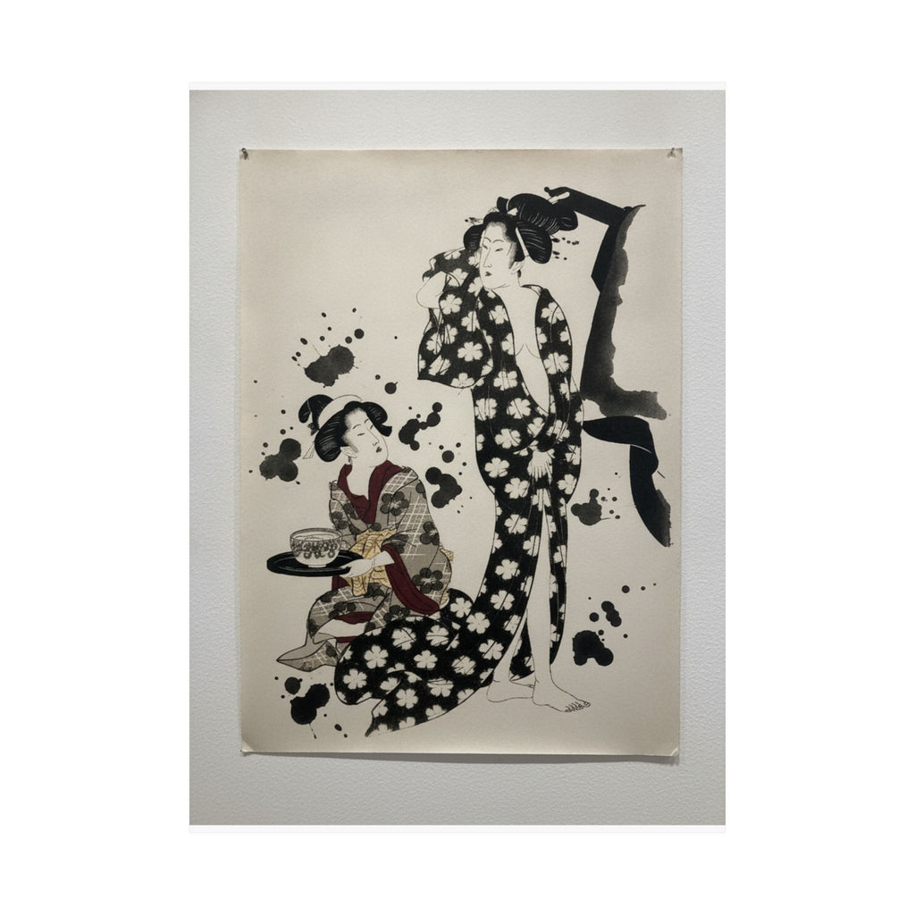 Watercolor — Young Woman Making Her Toilet — Matte Poster