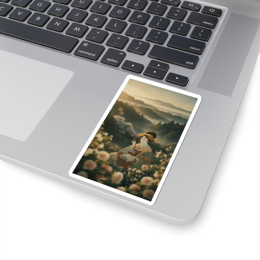Scenic Nature — Courtesan With Book And Hair-Pin — Kiss-Cut Sticker