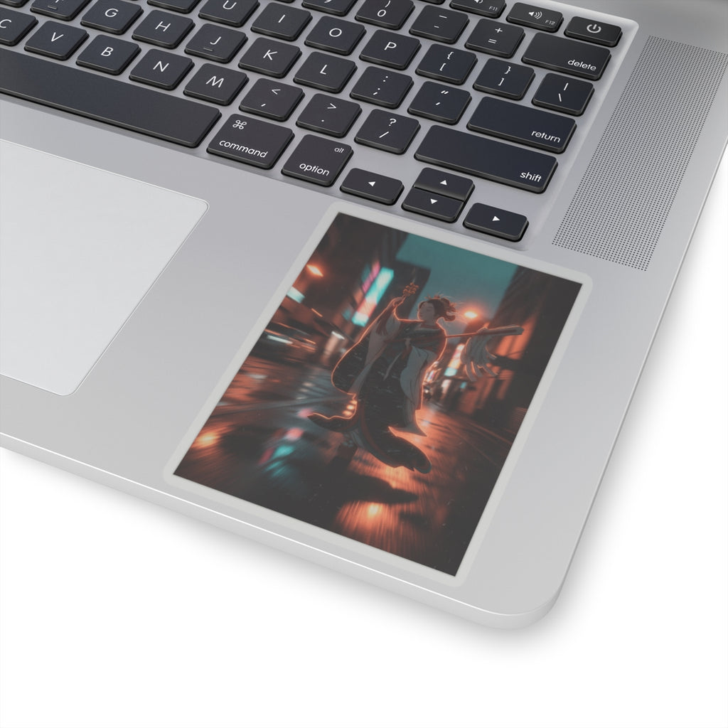 Fast Furious — Girl On Balcony Above Stone Stairway — Kiss-Cut Sticker