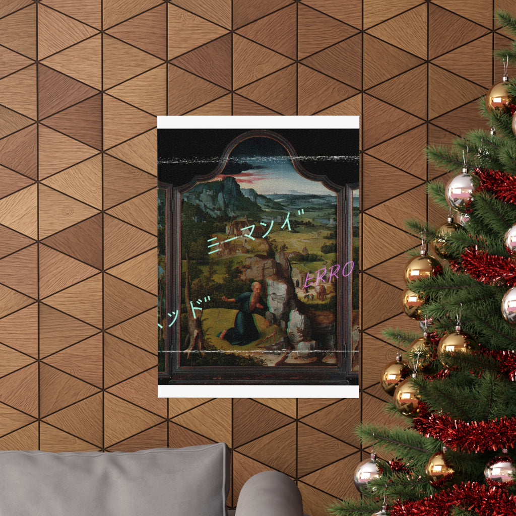 Glitched Renaissance Triptych Vaporwave ERROR Matte Poster