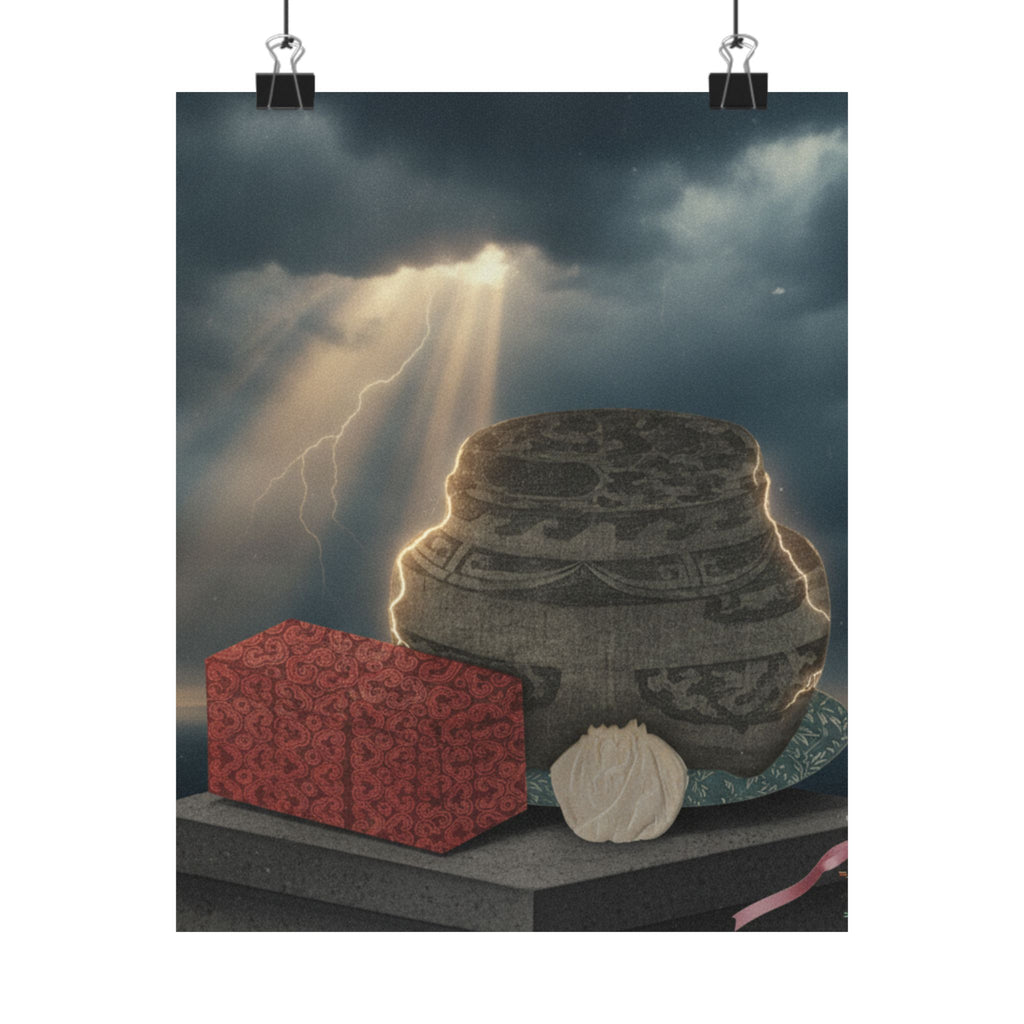 Dramatic Storm — Fire-Holder And Tea-Box — Matte Poster