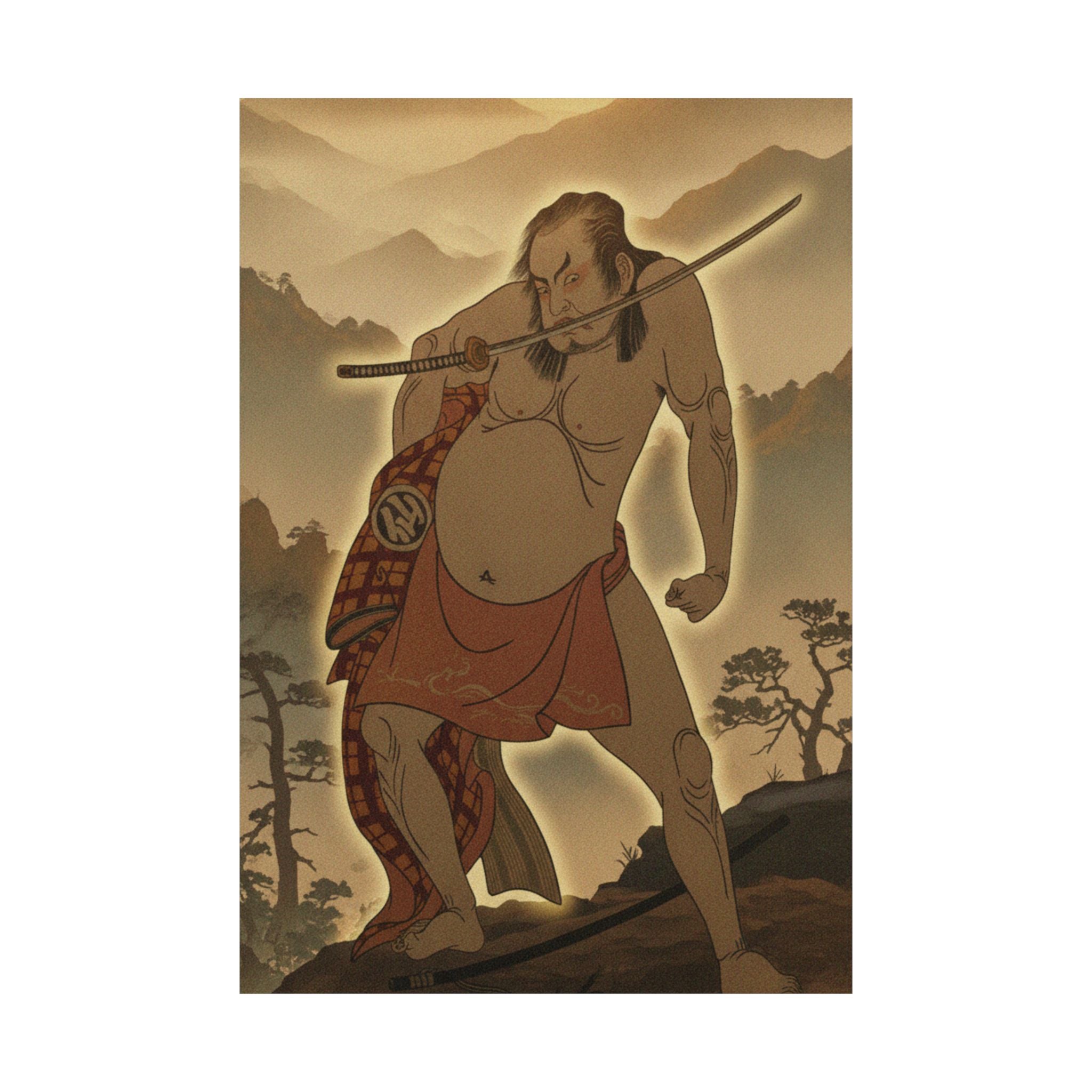 Scenic Nature — The Second Nakamura Sukegoro As A Man Entirely Nude Save For Loin Cloth — Matte Poster