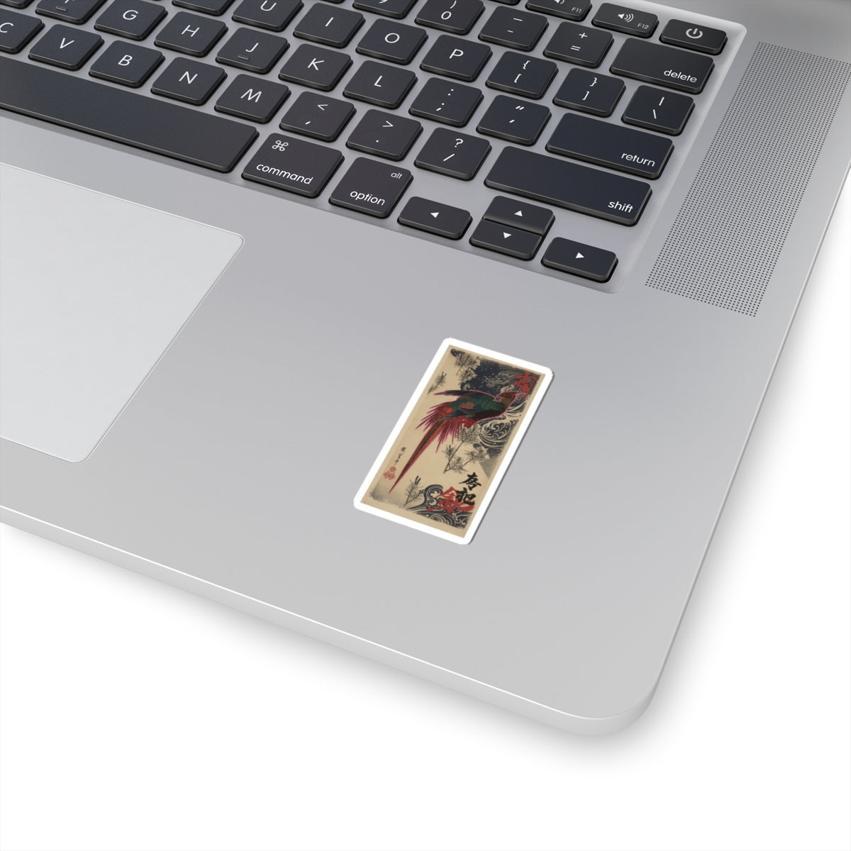 Japanese Street — Golden Pheasant And Pine Shoots In Snow — Kiss-Cut Sticker