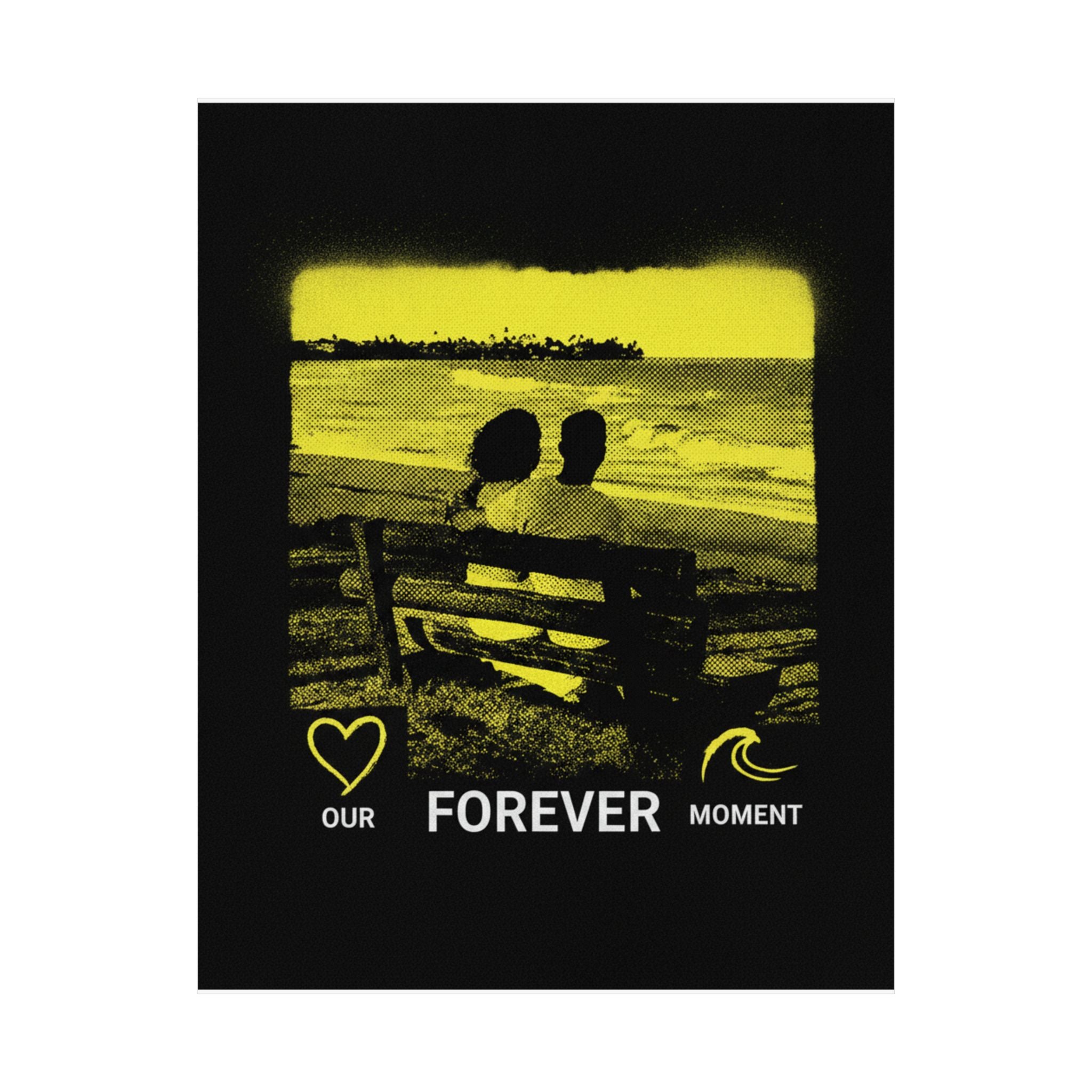 Our Forever Moment Beach Sunset Couple Yellow Matte Poster