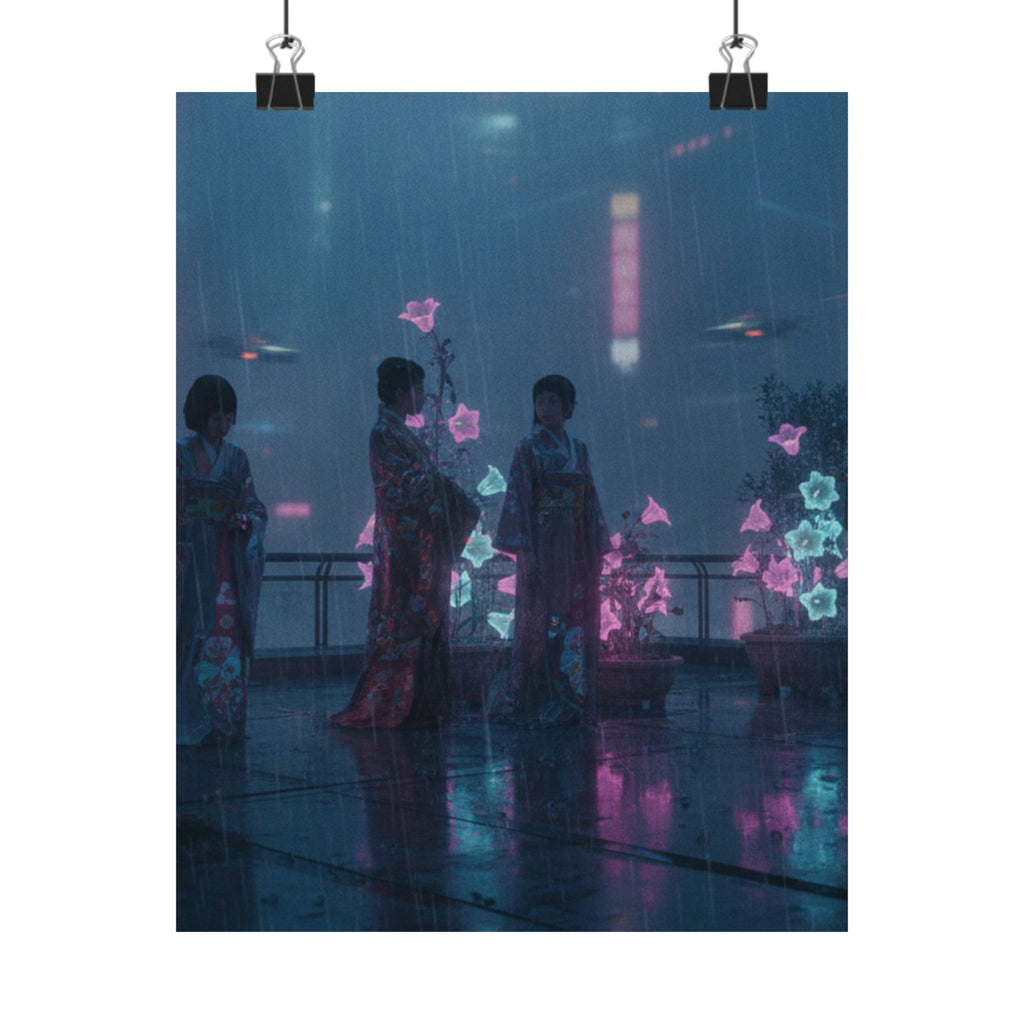 Neon Noir — Bellflowers (Asagao), From The Series Genji In Fashionable Modern Guise (Fūryū Y — Matte Poster