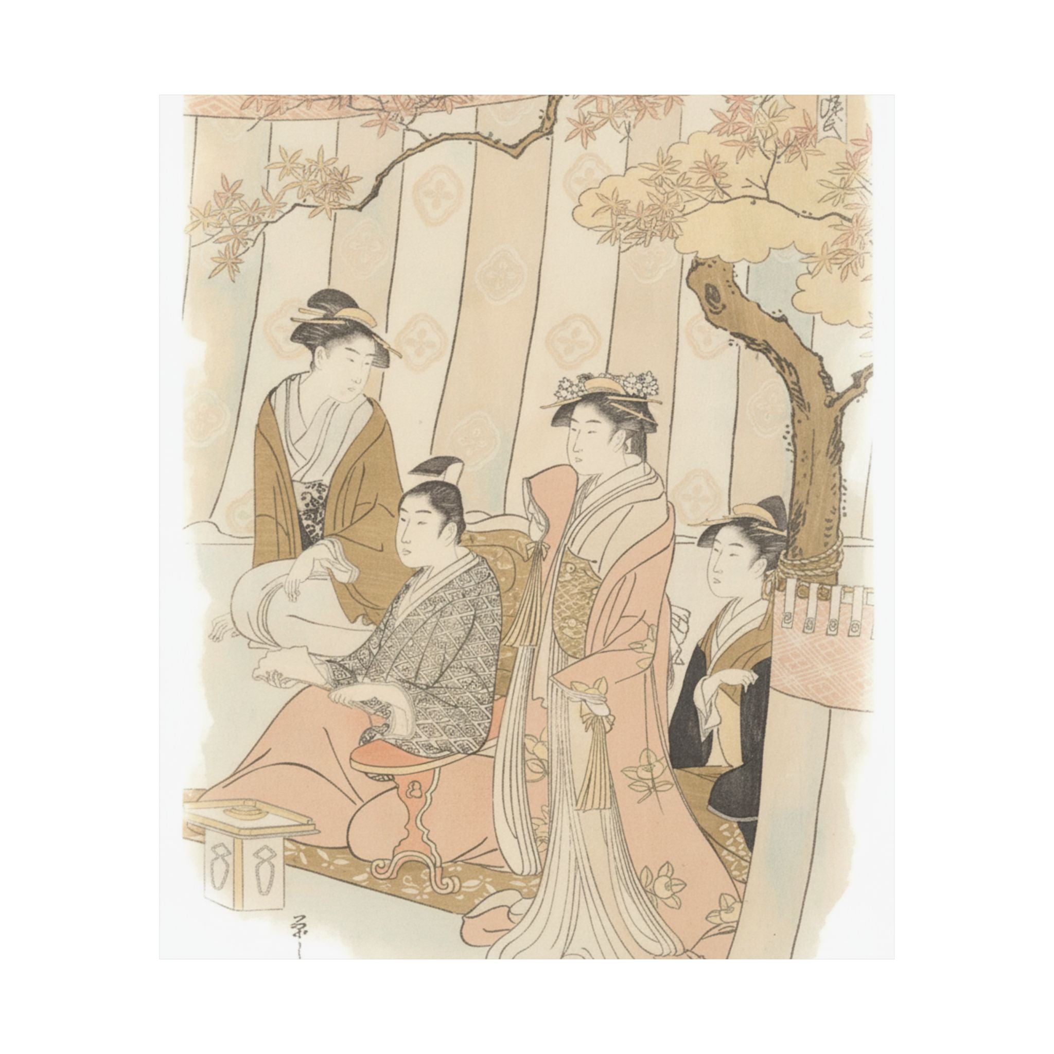 Watercolor — Prince Genji And Three Young Women — Matte Poster