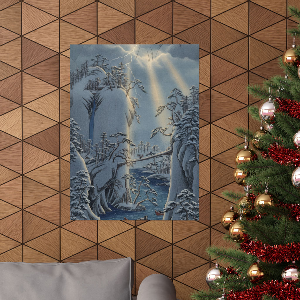 Dramatic Storm — River Gorge In Snow — Matte Poster