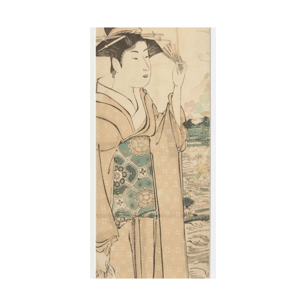 Watercolor — Woman With Fan On The Banks Of The Sumida River — Matte Poster