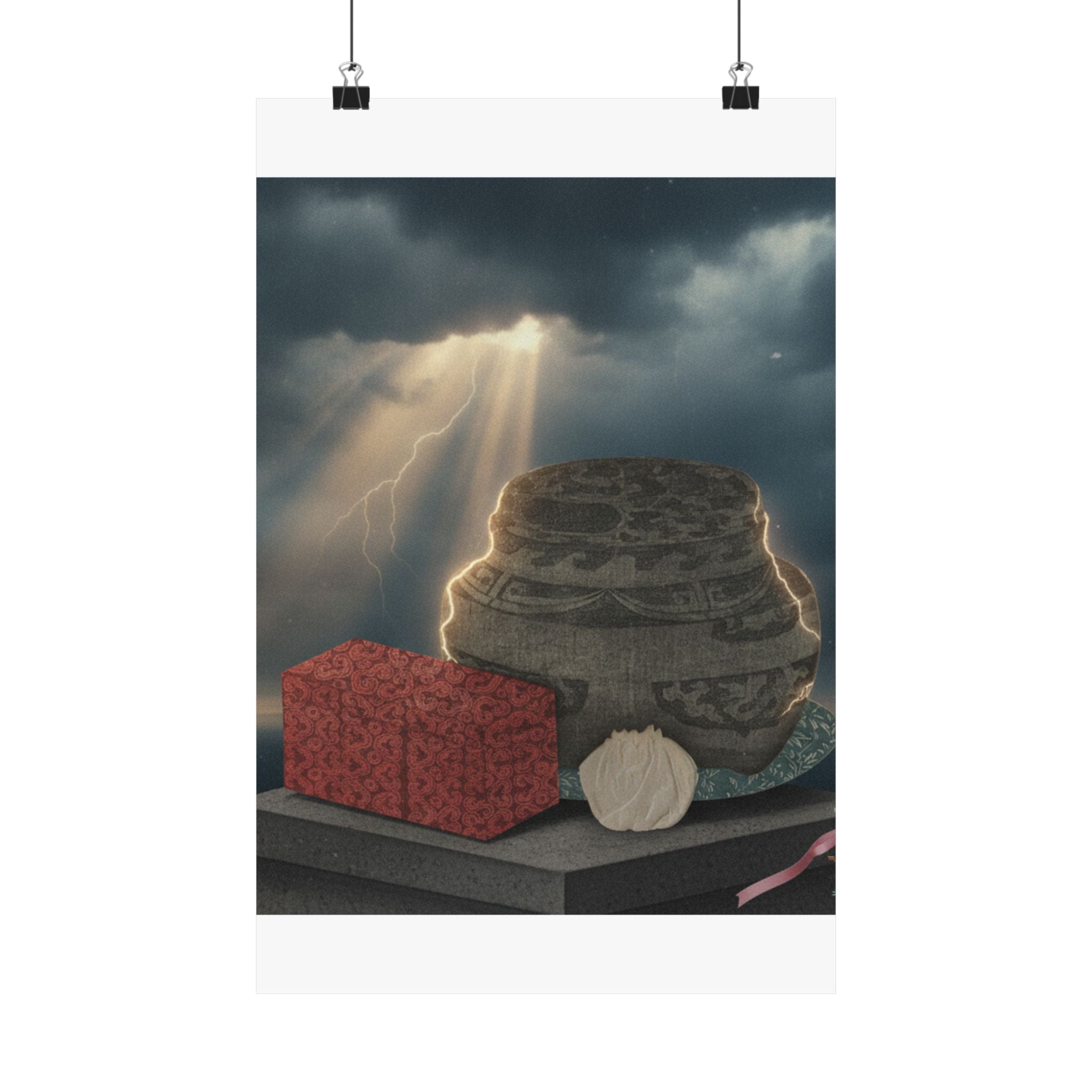 Dramatic Storm — Fire-Holder And Tea-Box — Matte Poster