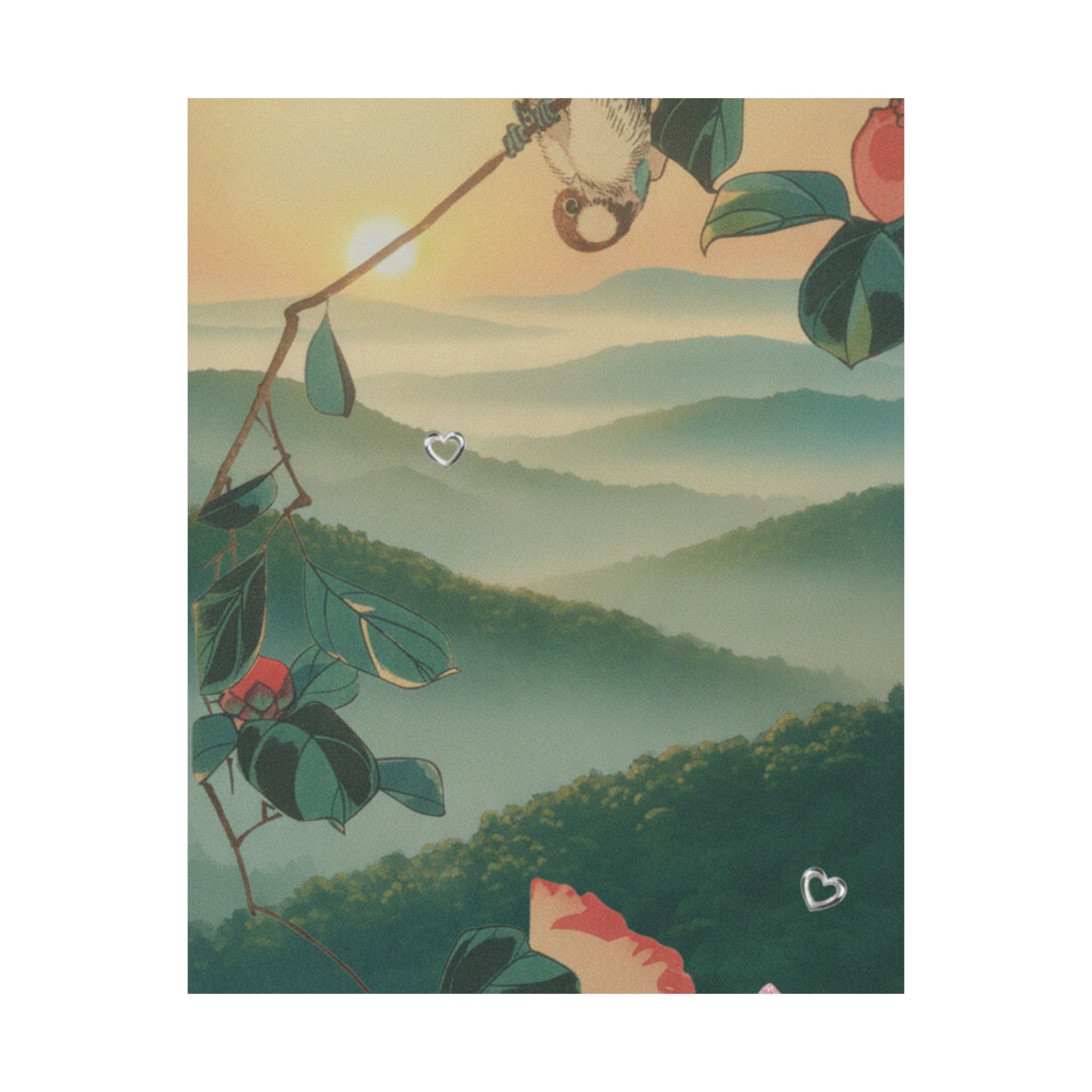 Scenic Nature — Camellia And Bullfinch — Matte Poster