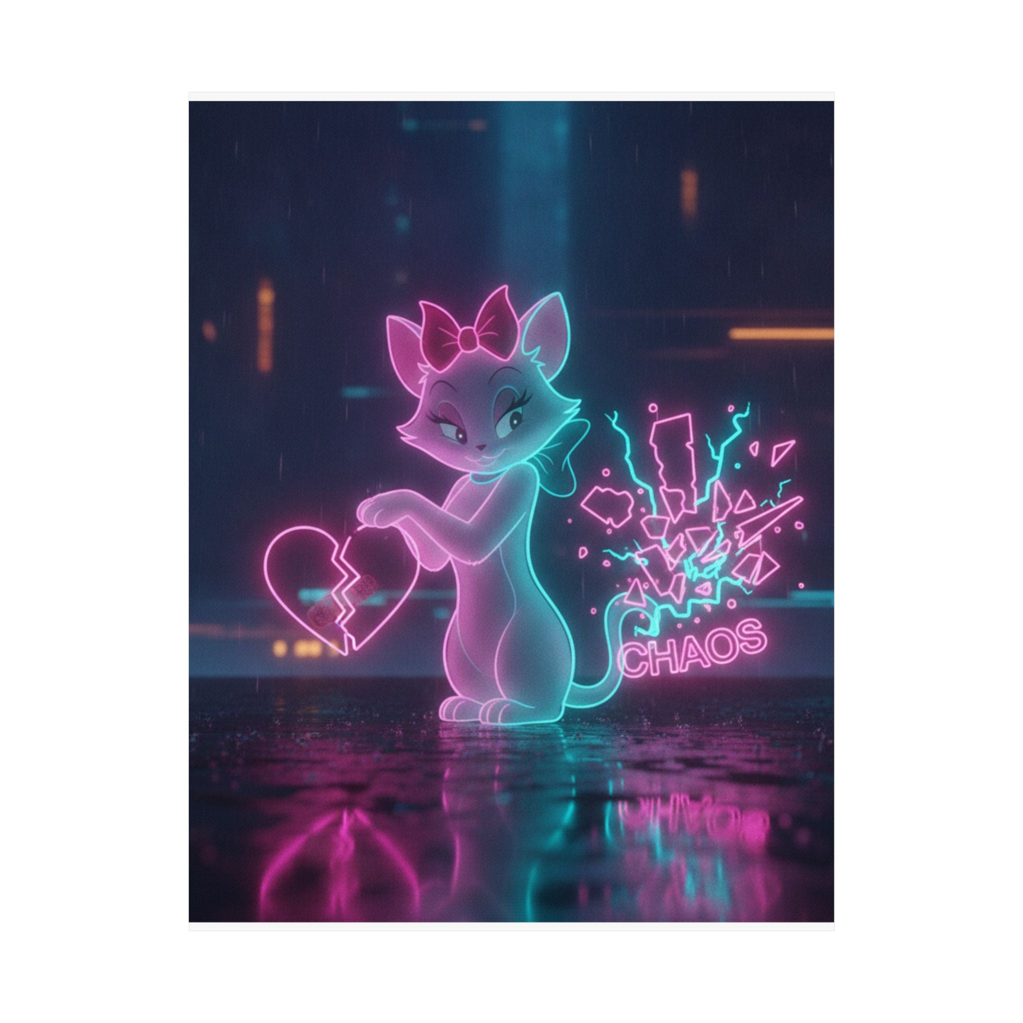 Neon Noir — Cat — Matte Poster