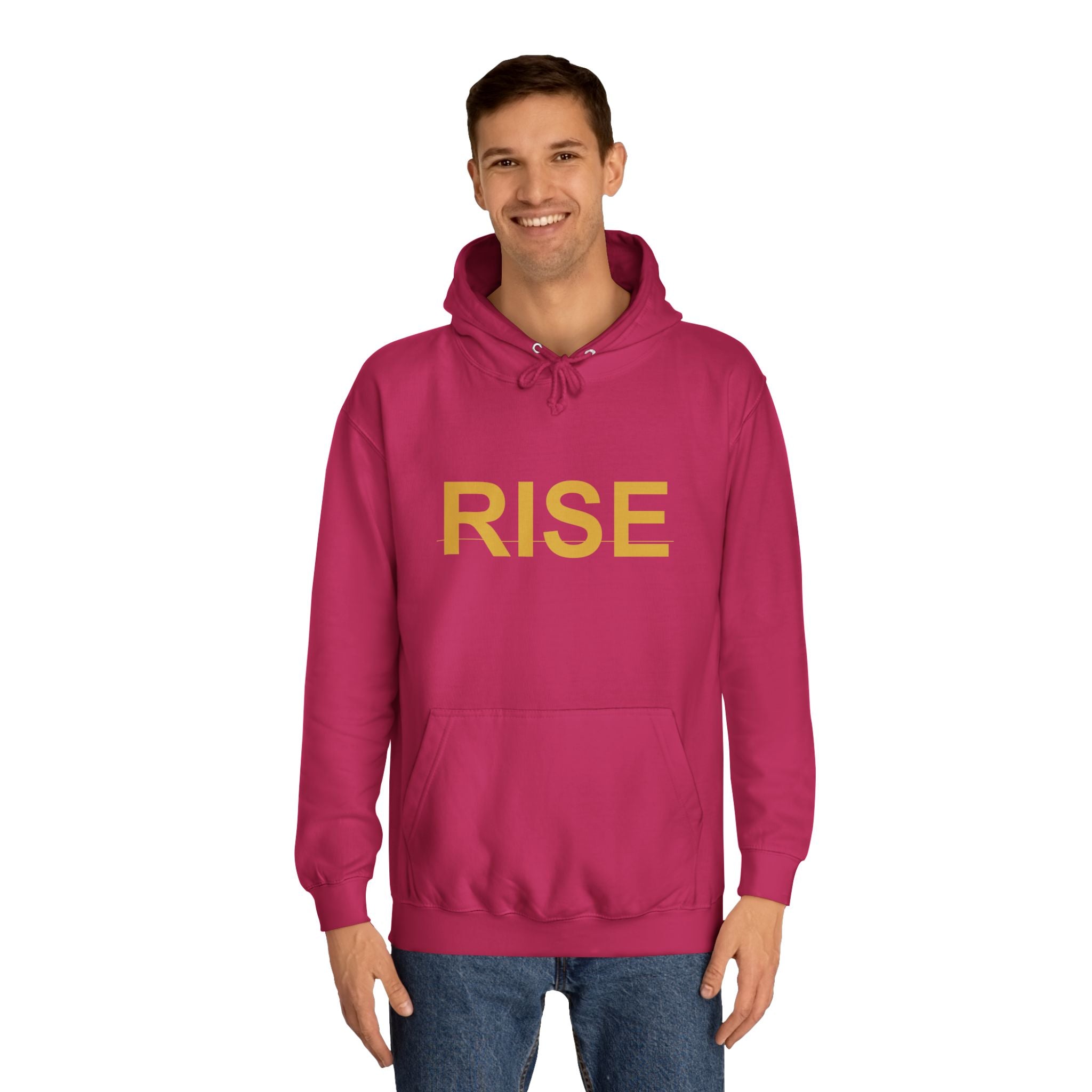 RISE Gold Block Letter Minimal Typography Hoodie