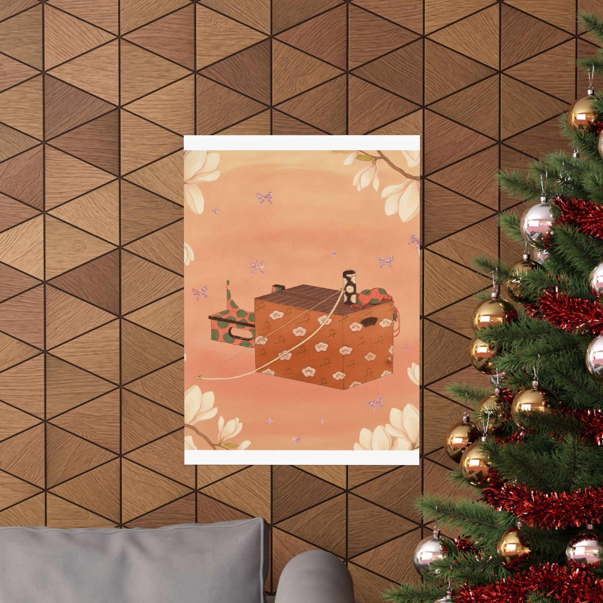 Southern Sunset — Box For Sugoroku Game (A Kind Of Backgammon), Bow And Drum — Matte Poster