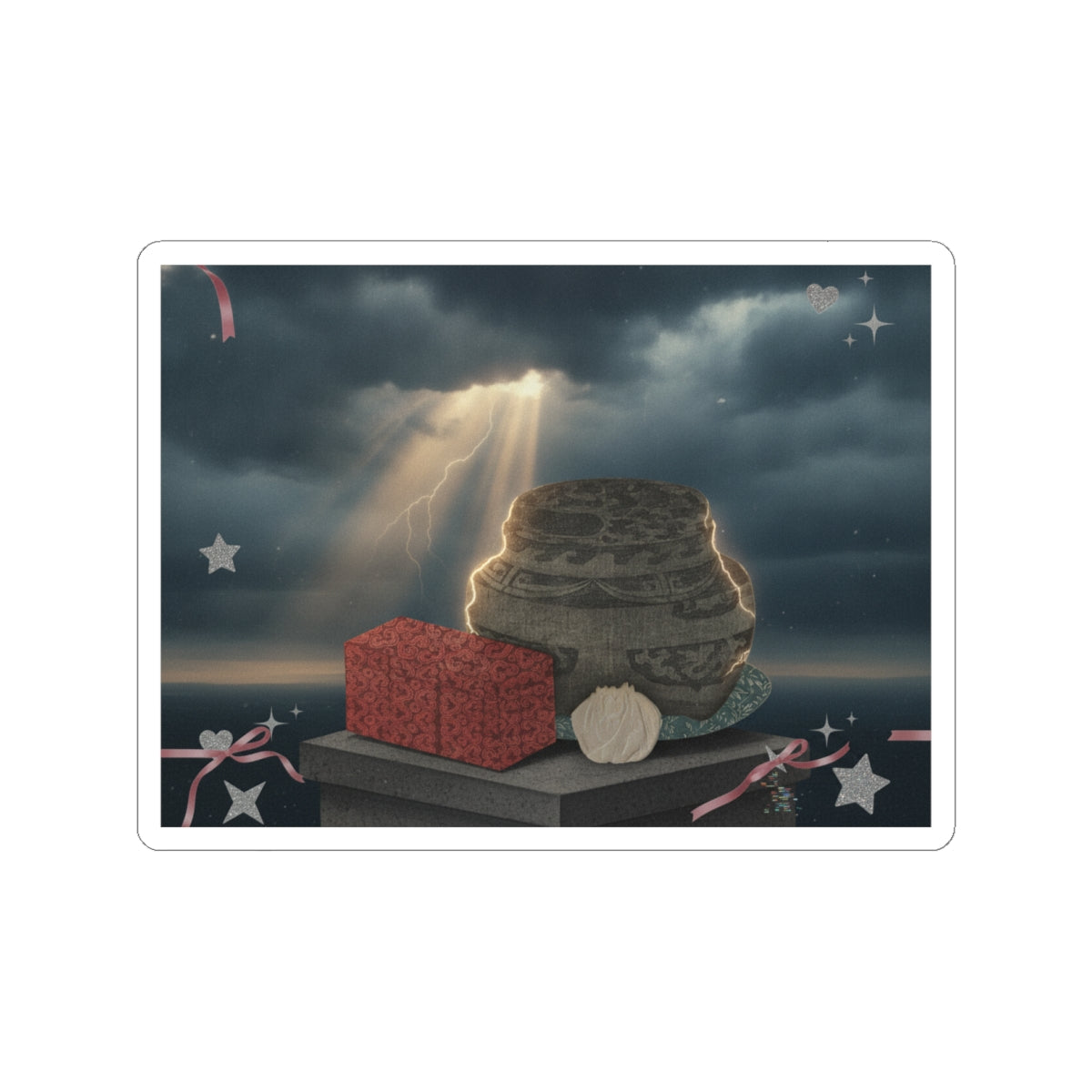 Dramatic Storm — Fire-Holder And Tea-Box — Kiss-Cut Sticker