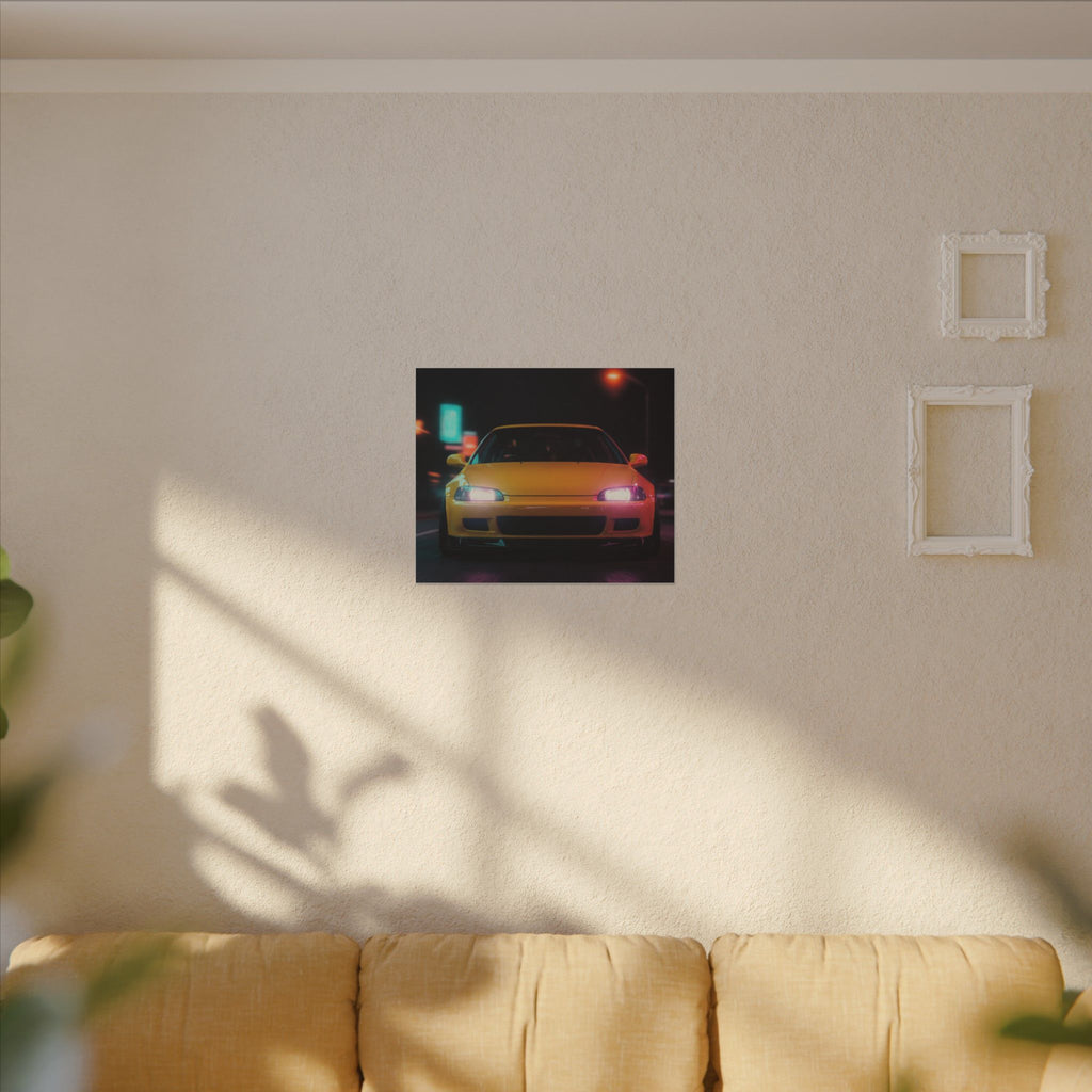 Neon Night JDM Yellow Coupe Street Matte Canvas