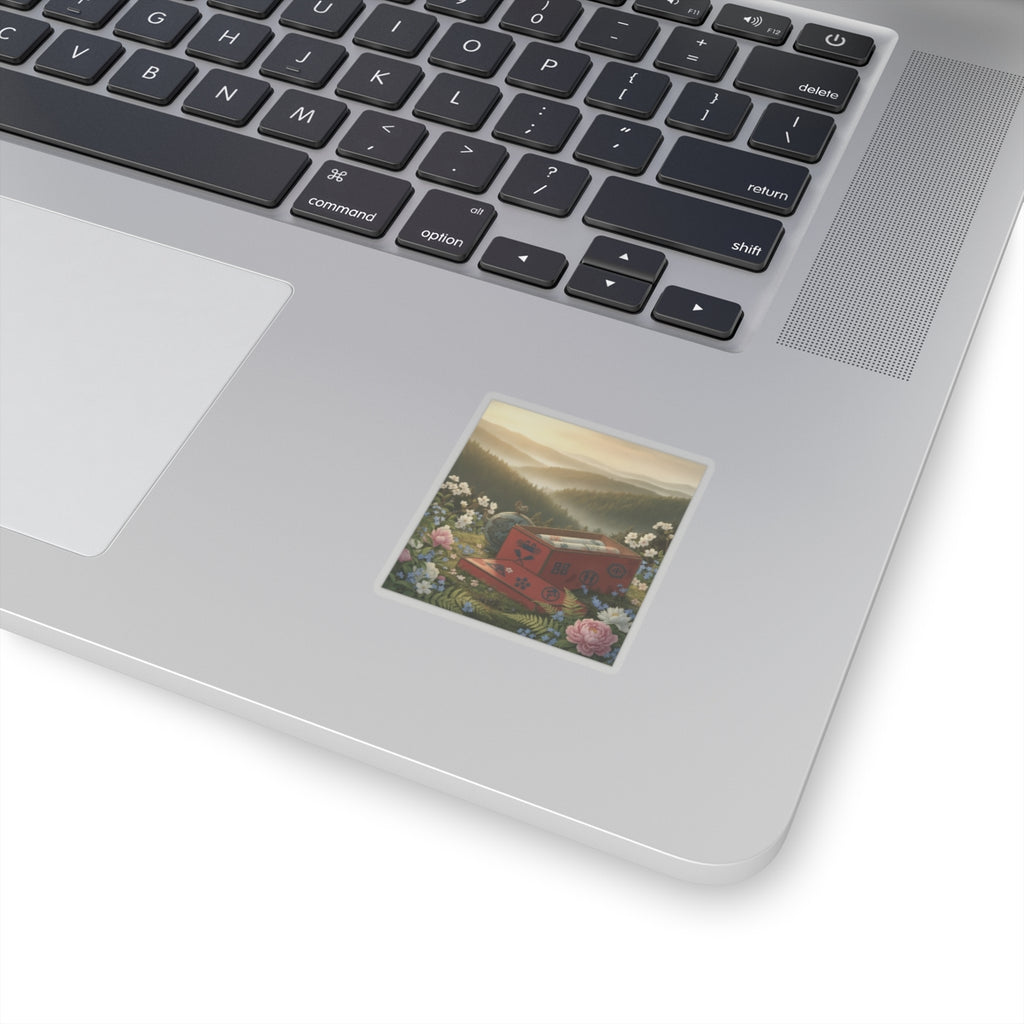 Scenic Nature — Red Lacquer Box And Water-Pot — Kiss-Cut Sticker