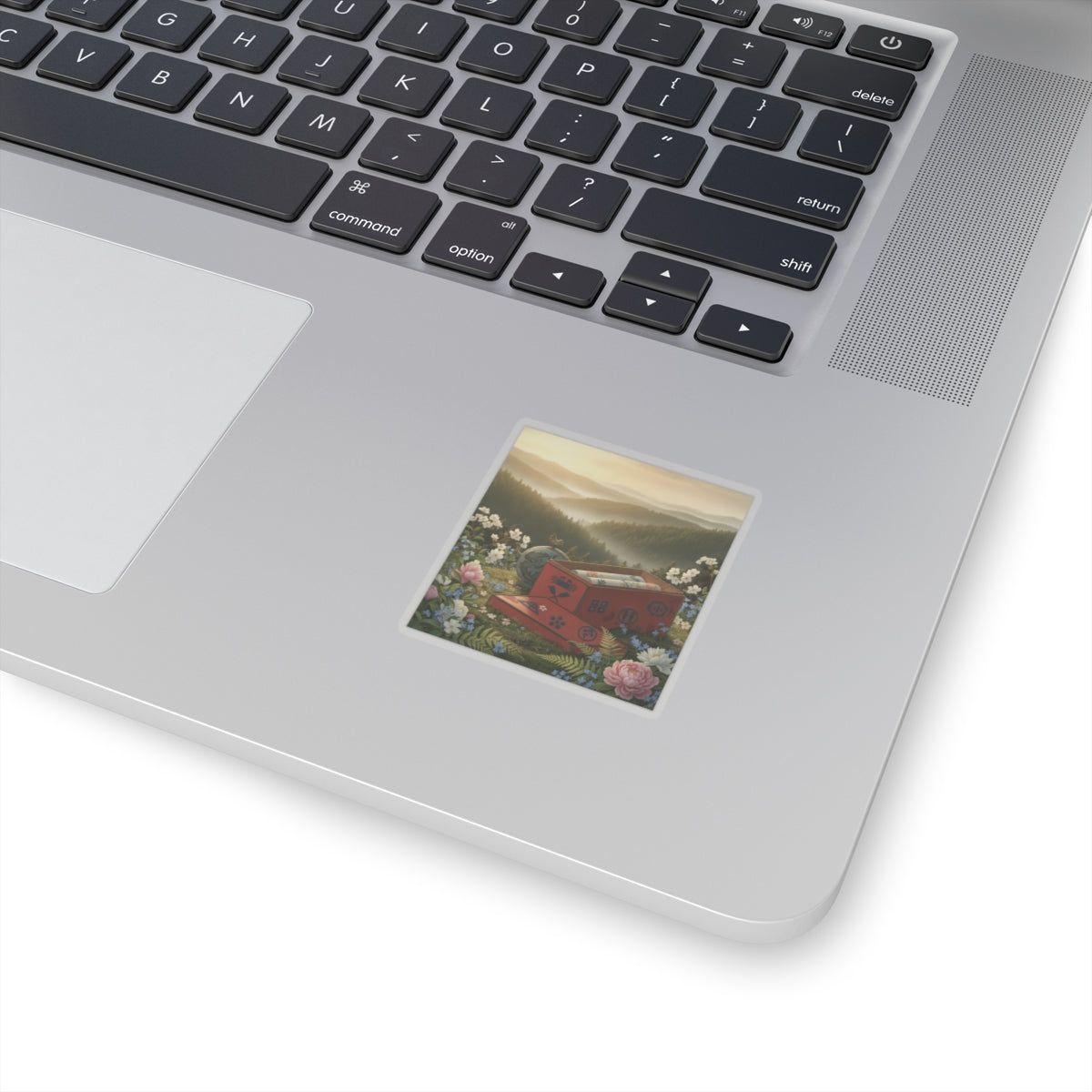 Scenic Nature — Red Lacquer Box And Water-Pot — Kiss-Cut Sticker