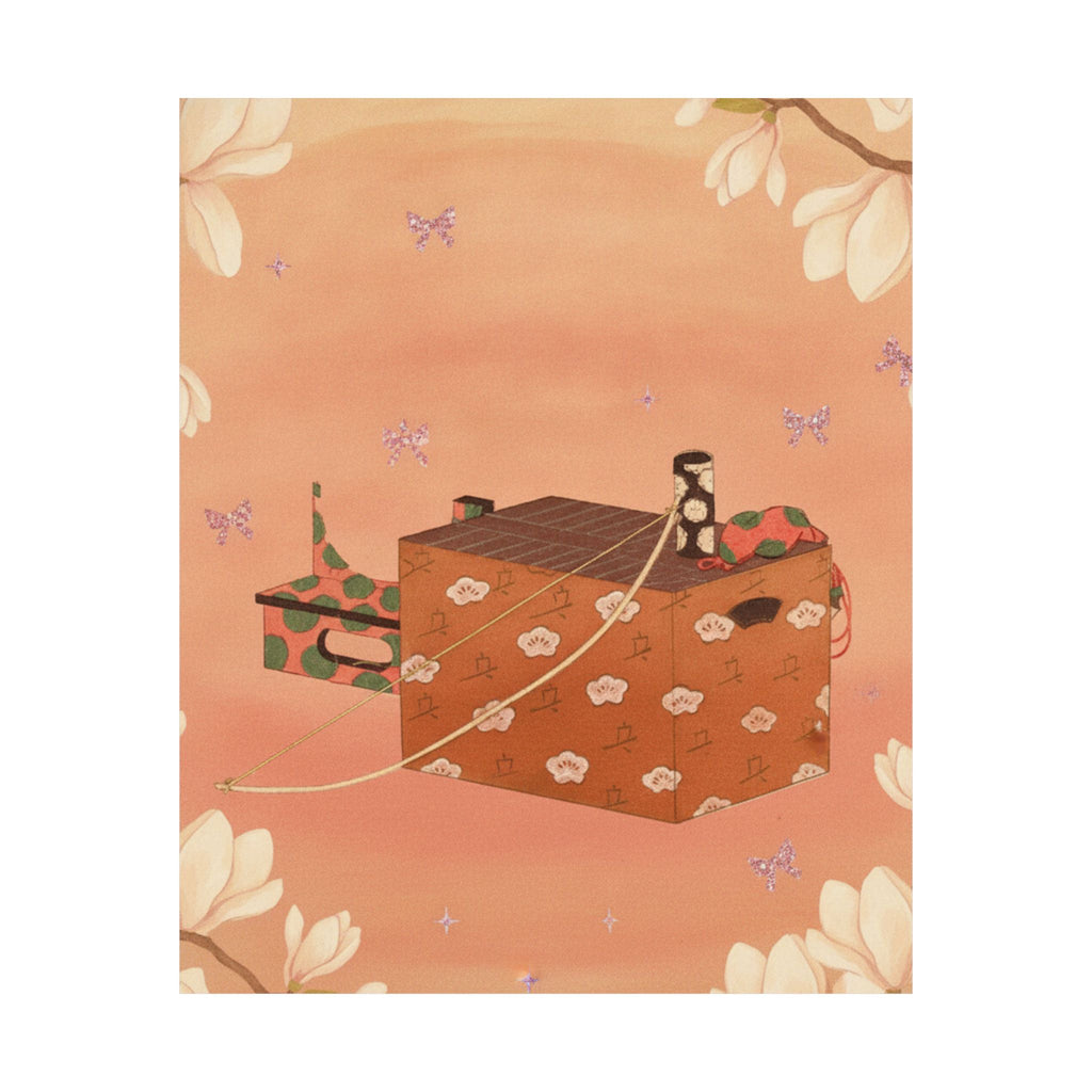 Southern Sunset — Box For Sugoroku Game (A Kind Of Backgammon), Bow And Drum — Matte Poster