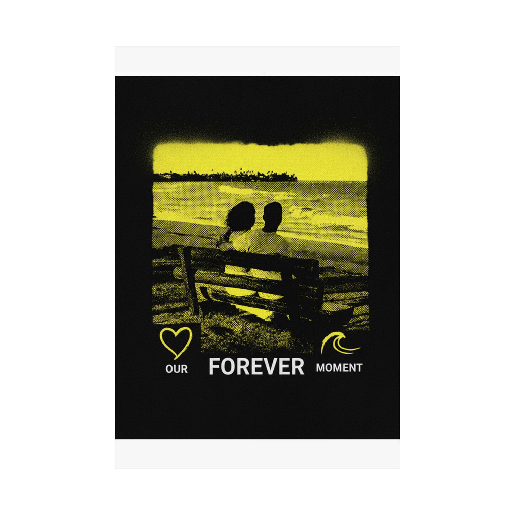 Our Forever Moment Beach Sunset Couple Yellow Matte Poster