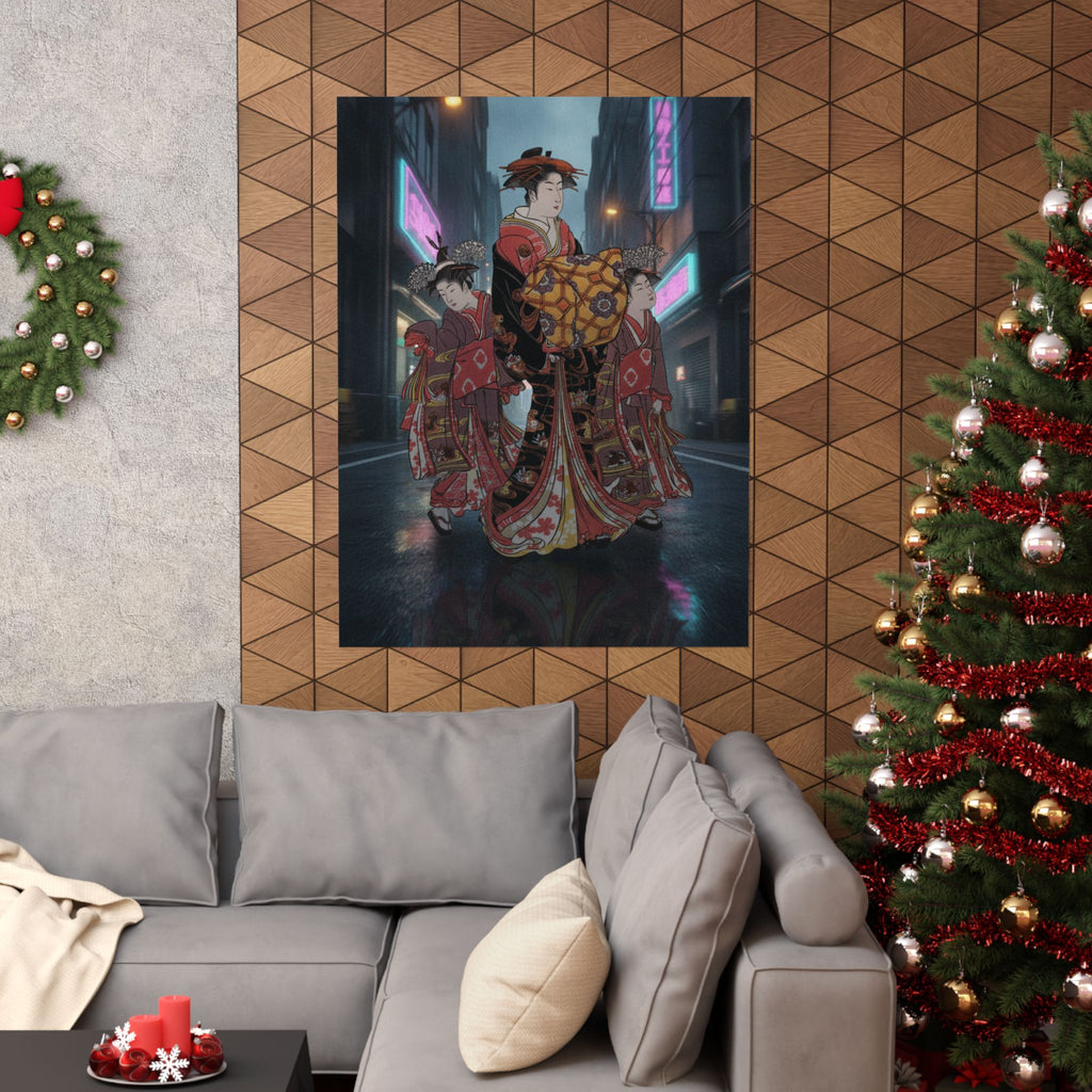 Fast Furious — An Oiran Accompanied By Two Kamuro — Matte Poster