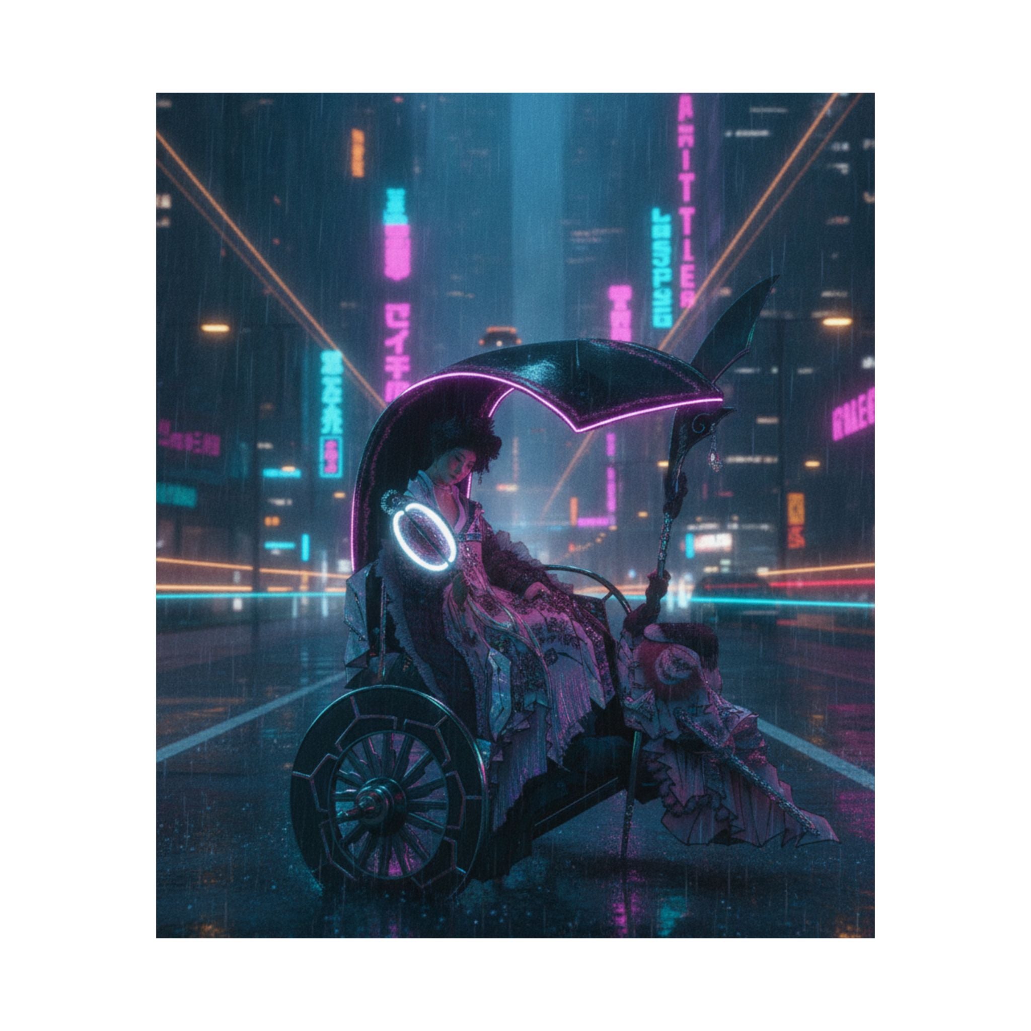 Neon Noir — Lady In A Chariot — Matte Poster