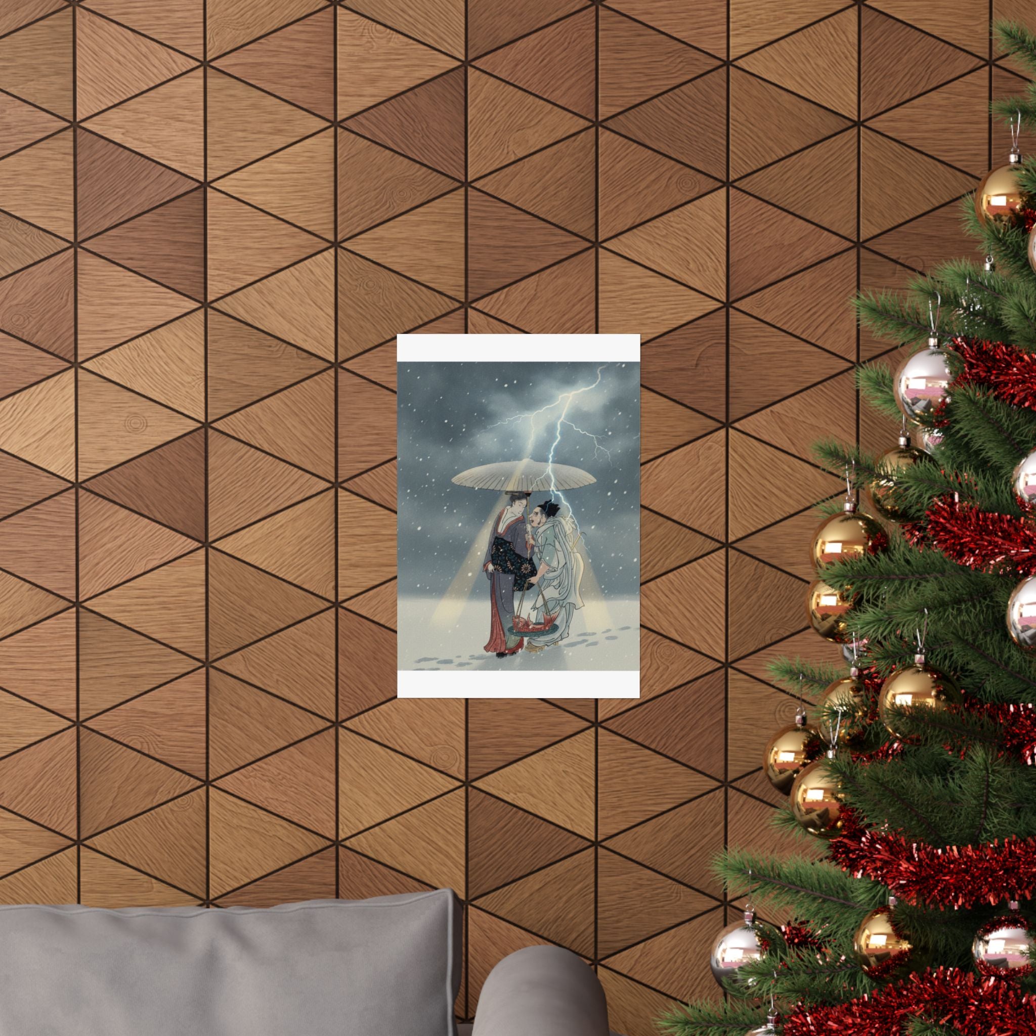 Dramatic Storm — Ebisu And Benten Walking In The Snow — Matte Poster