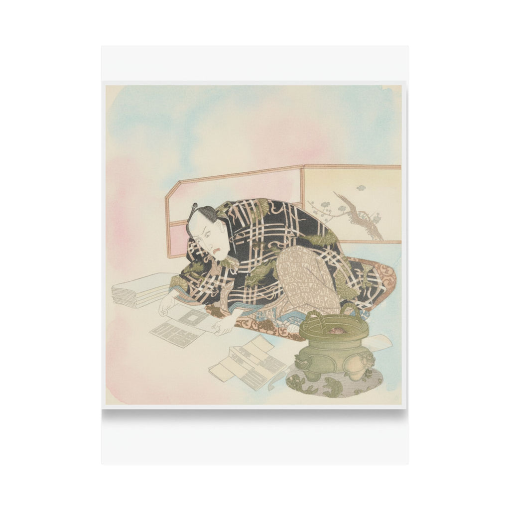 Watercolor — Ichikawa Danjūrō Vii Preparing New Year'S Gifts — Matte Poster