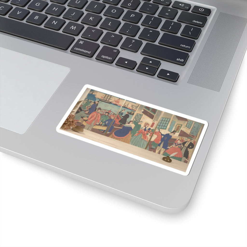 Product Marketing — People Of The Five Nations Drinking And Eating (Gokakoku Jinbutsu Dontaku No Zu) — Kiss-Cut Sticker